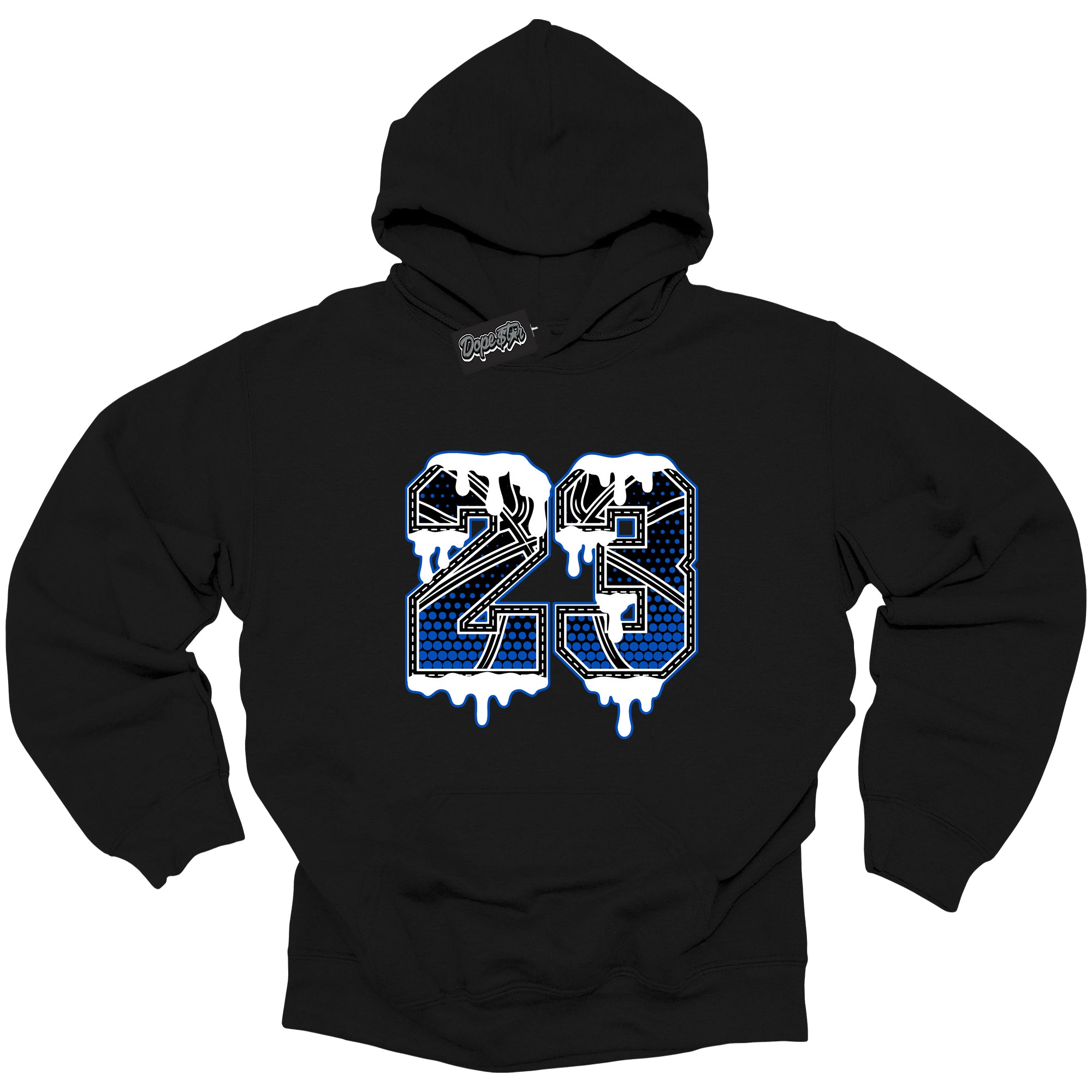 Cool Black Hoodie with “ 23 Ball ” design that Perfectly Matches Royal Reimagined 1s Sneakers.