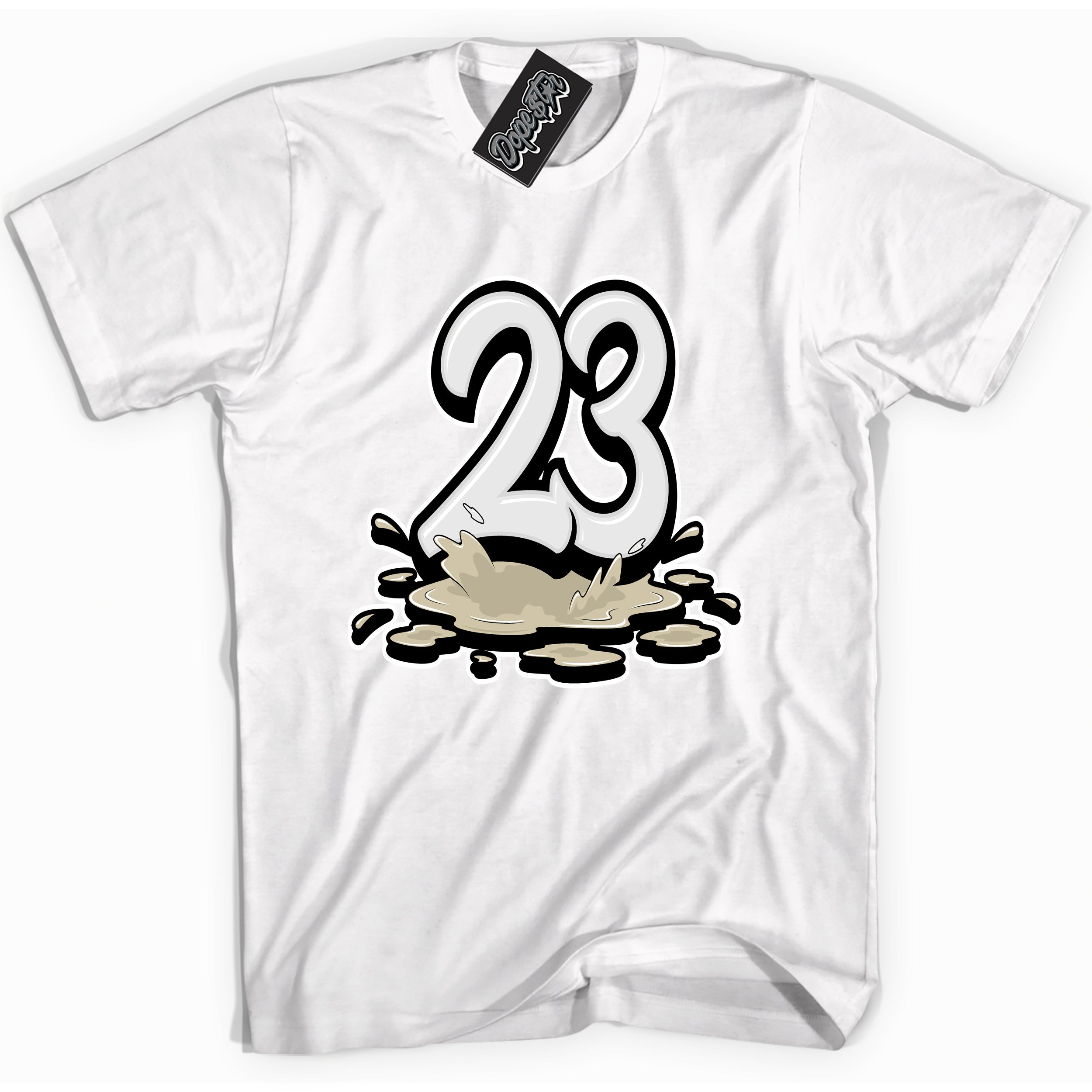 Cool White graphic tee with “ 23 Melting ” print, that perfectly matches GRATITUDE 11s sneakers