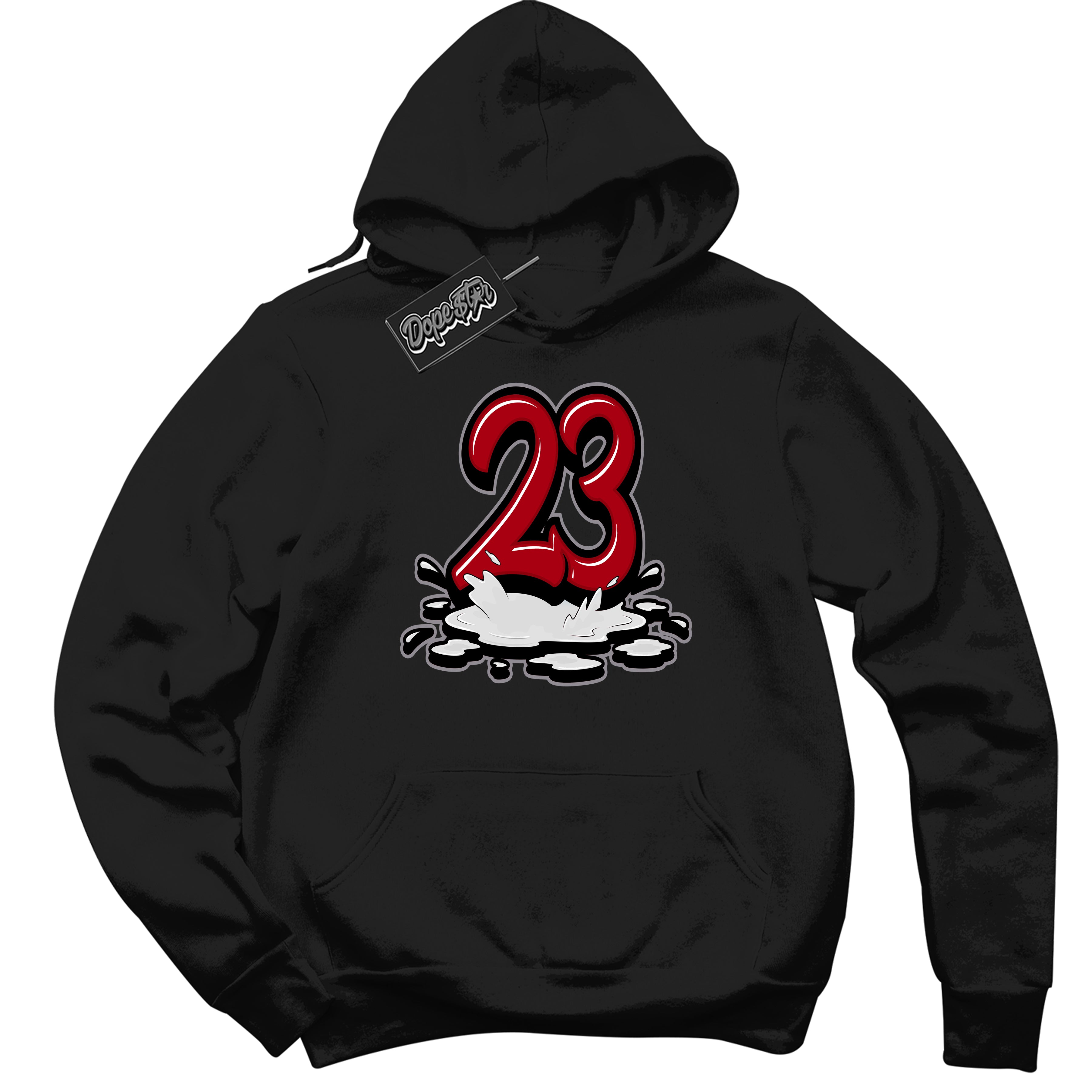 Cool Black Hoodie with “ 23 Melting ” design that Perfectly Matches Bred Reimagined 4s Jordans.