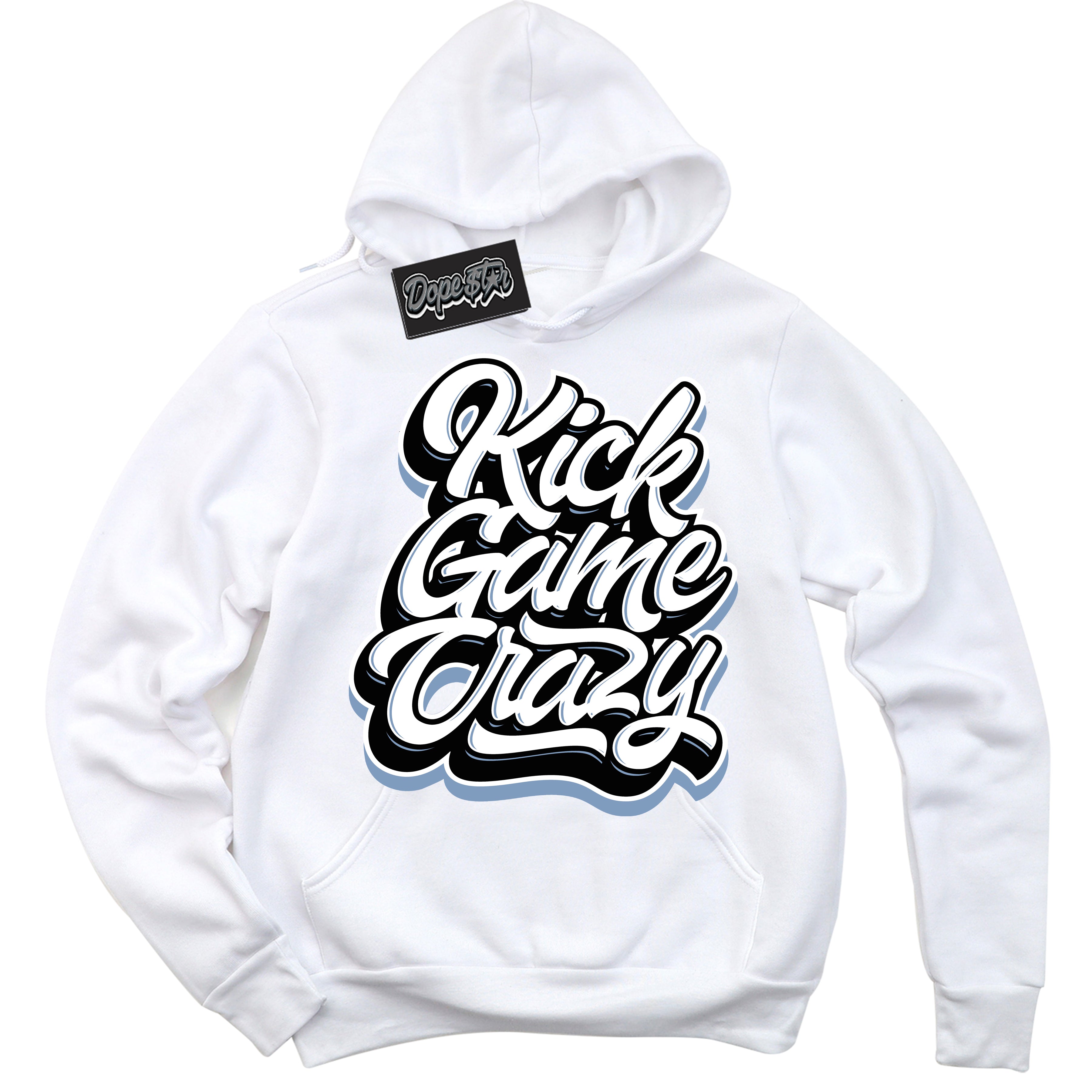 Cool White Hoodie with “ Kick Game Crazy ” design that Perfectly Matches Reverse Oreo 6s Sneakers.