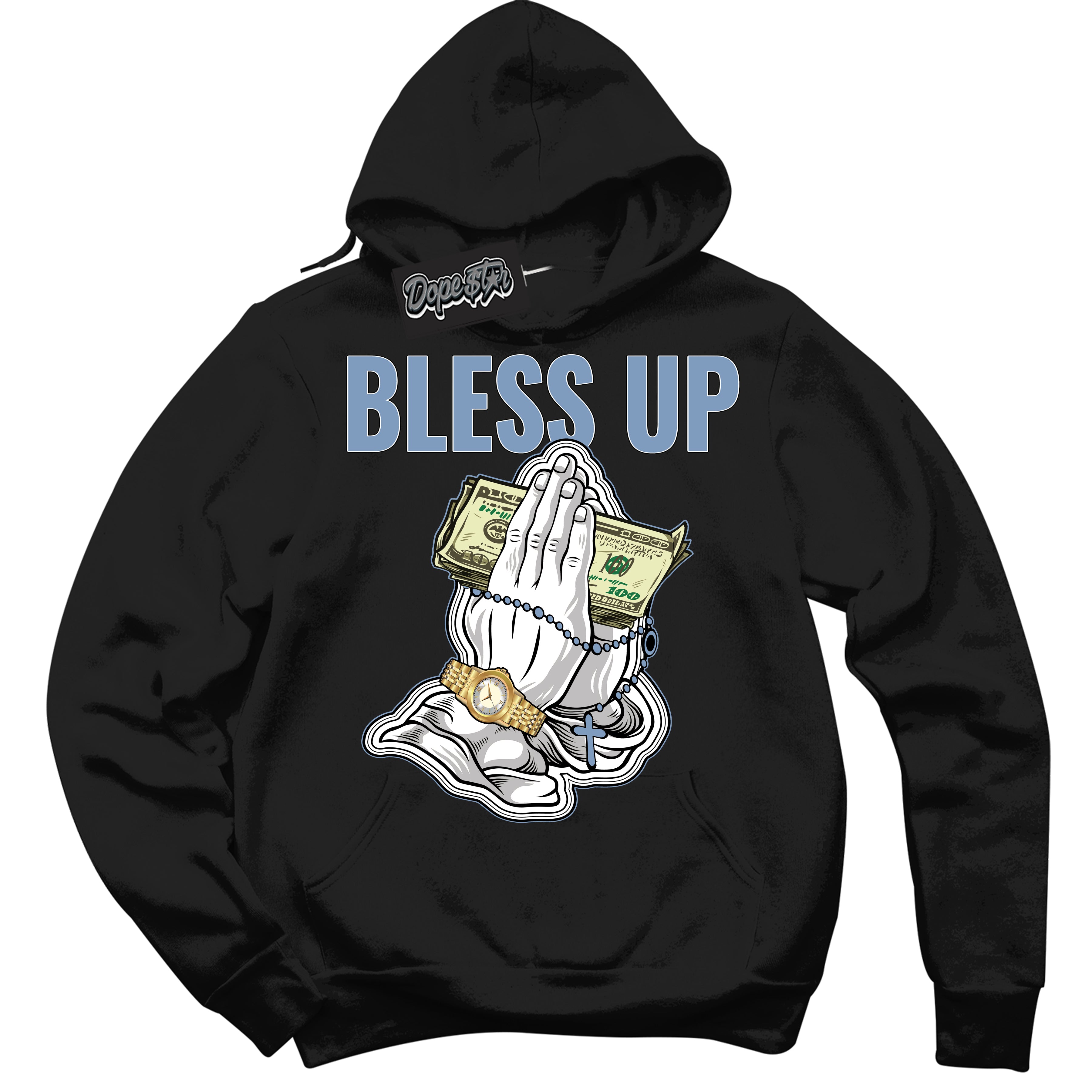 Cool Black Hoodie with “ Bless Up ” design that Perfectly Matches Reverse Oreo 6s Sneakers.