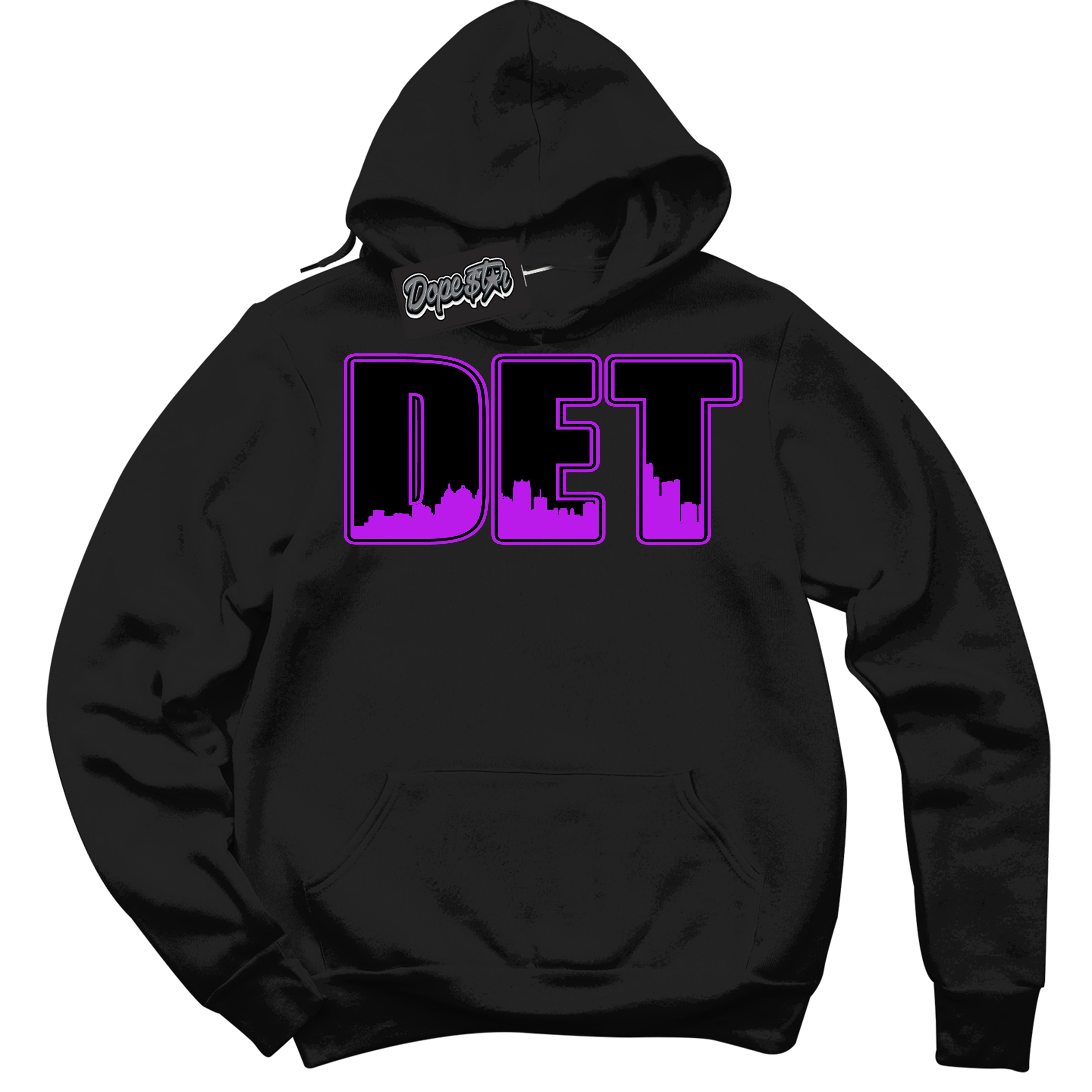 Cool Black Hoodie with “ Detroit ” design that Perfectly Matches RTKT Genesis Dunk Sneakers.