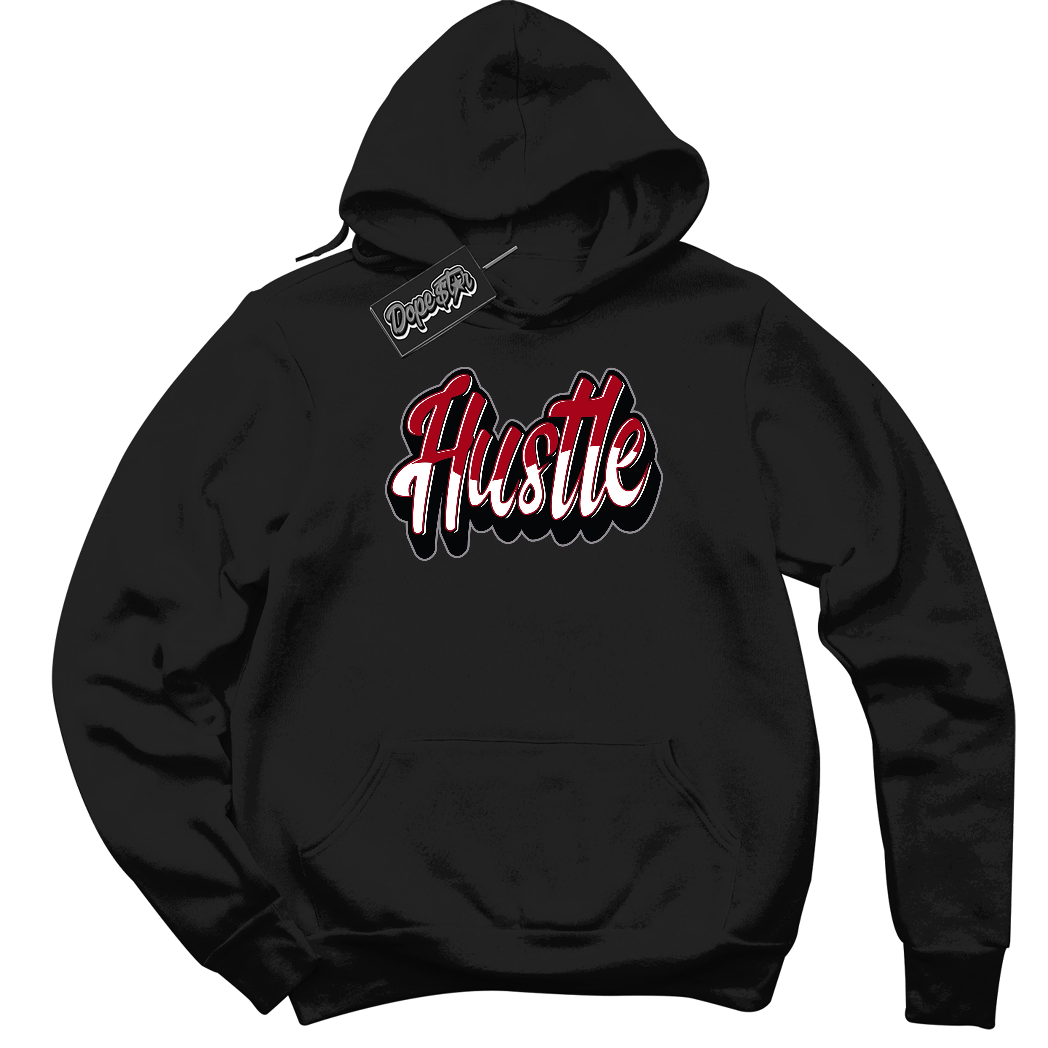 Cool Black Hoodie with “ Hustle ” design that Perfectly Matches Bred Reimagined 4s Jordans.