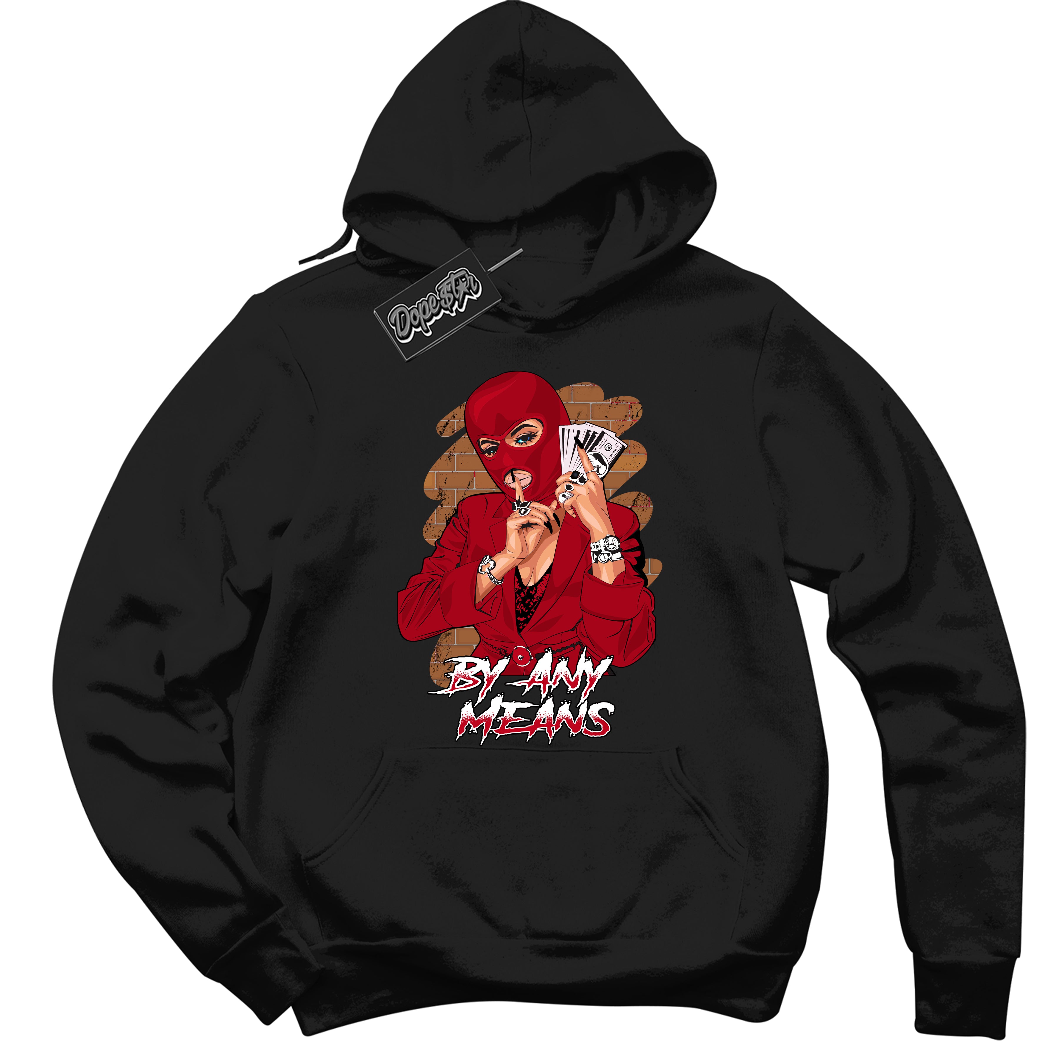 Cool Black Hoodie with “ By Any Means ” design that Perfectly Matches Bred Reimagined 4s Jordans.