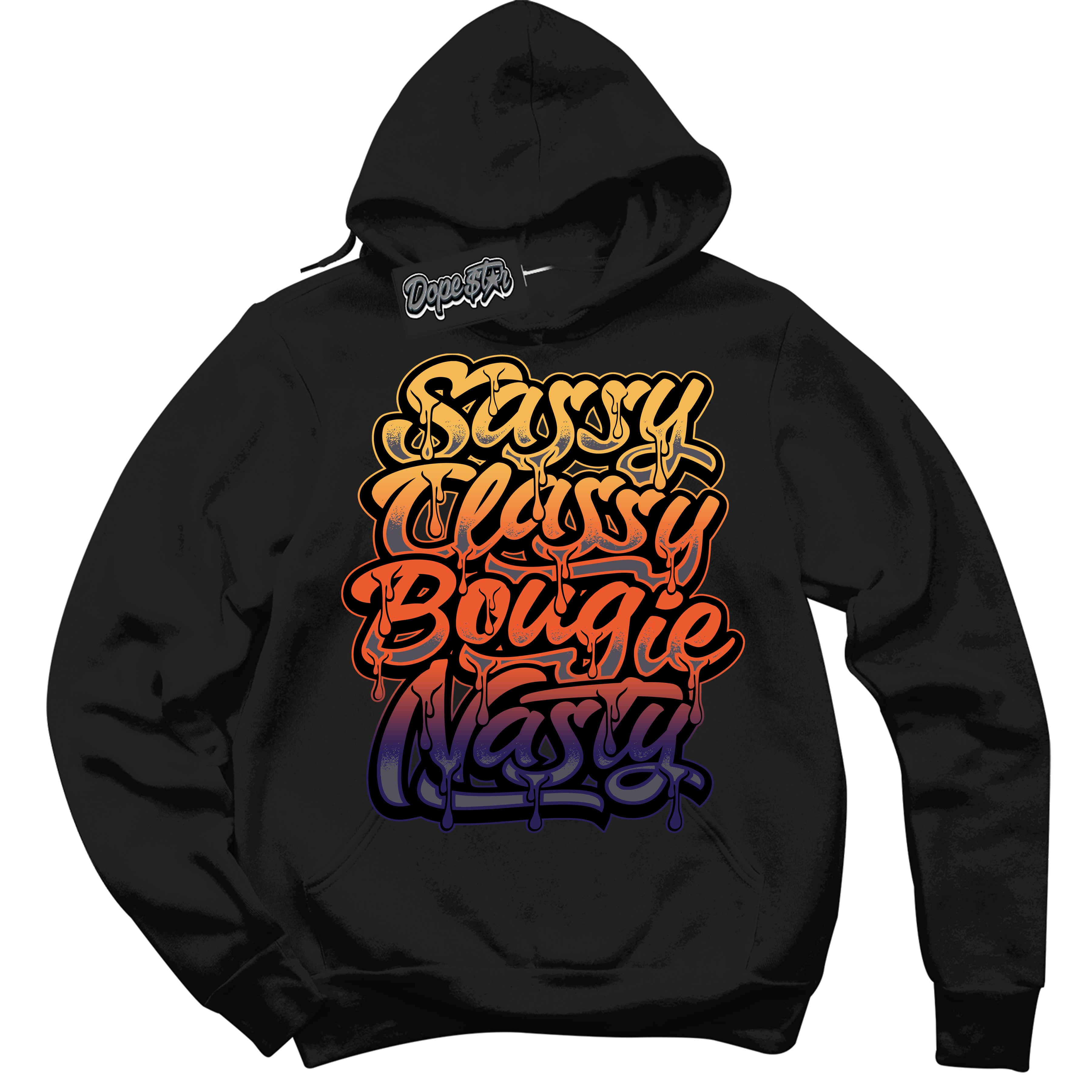 Cool Black Hoodie with “ Sassy Classy ” design that Perfectly Matches J Balvin Rio 3s Sneakers.