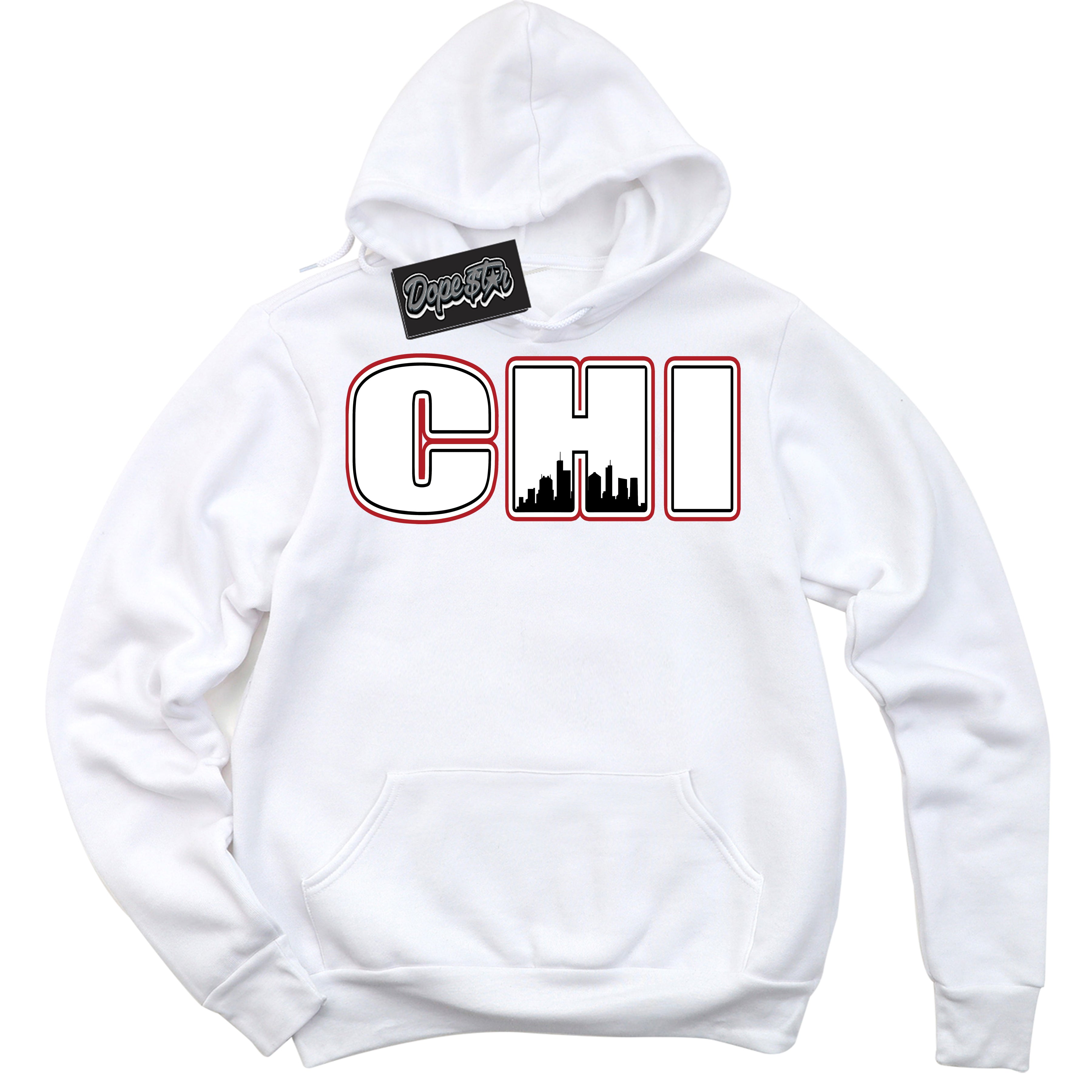 Cool White Hoodie with “ Chicago ” design that Perfectly Matches Taxi Flip 12s Sneakers.