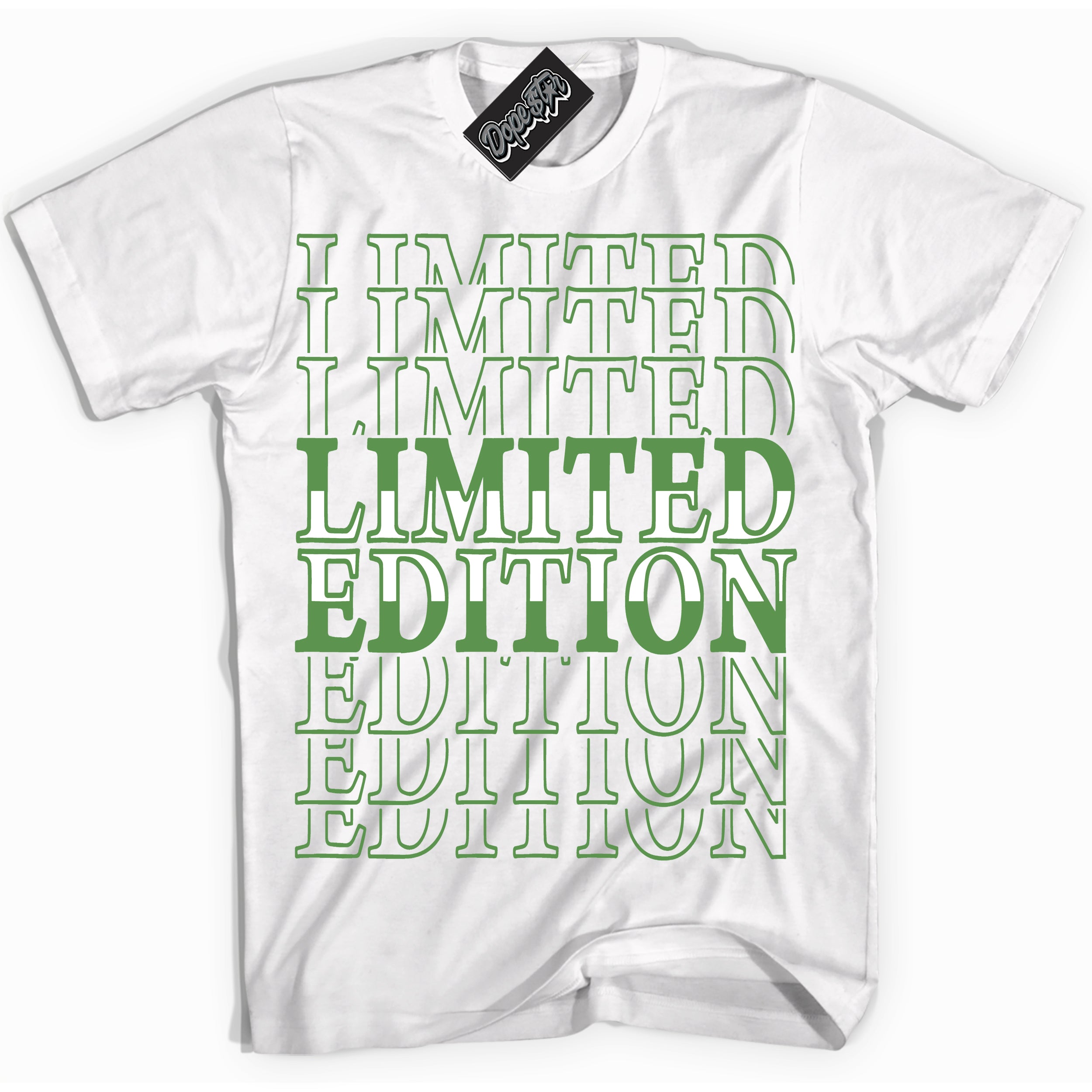Cool White Shirt with “ Limited Edition ” design that perfectly matches Chlorophyll 1s Jordans.
