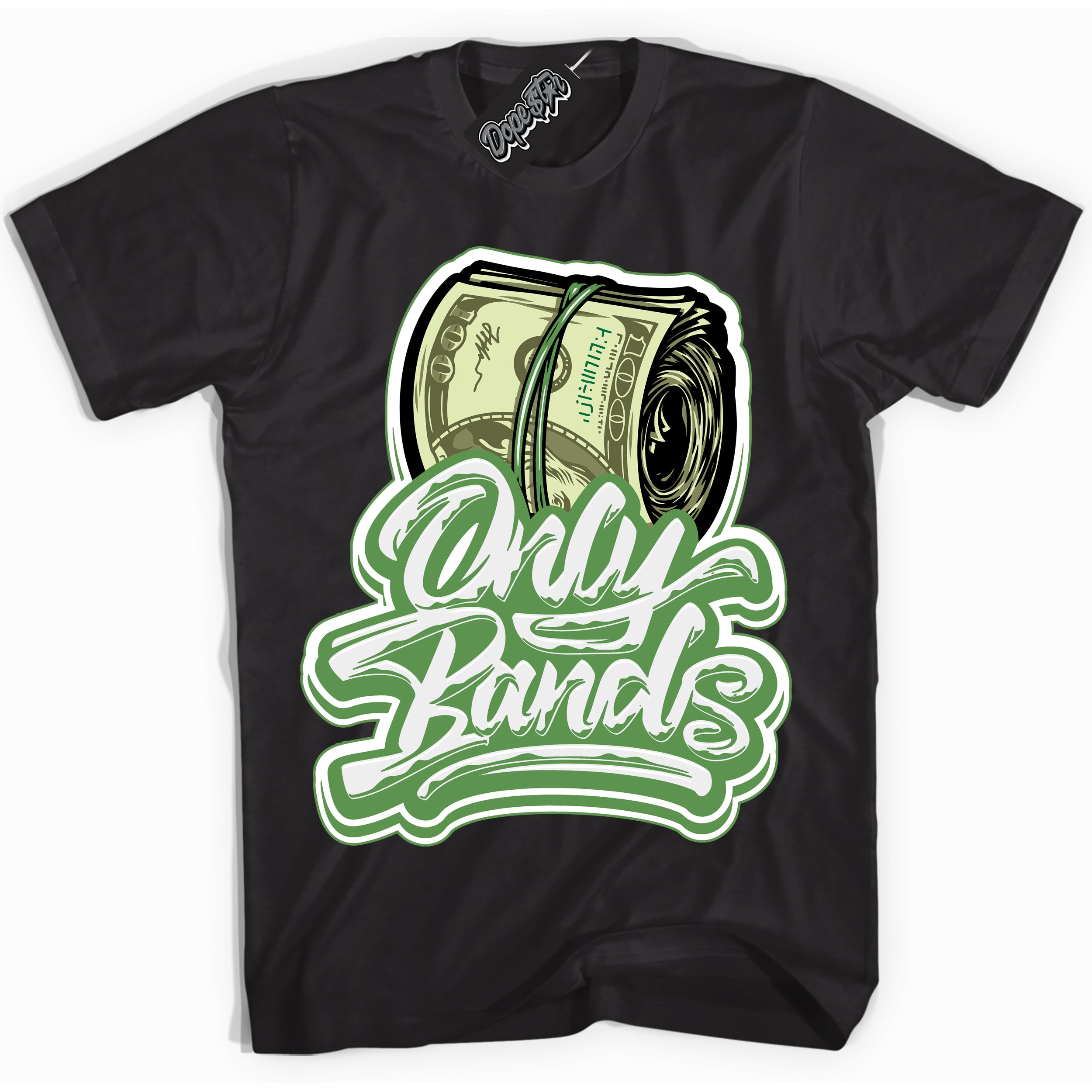 Cool Black Shirt with “ Only Bands ” design that perfectly matches Chlorophyll 1s Jordans.