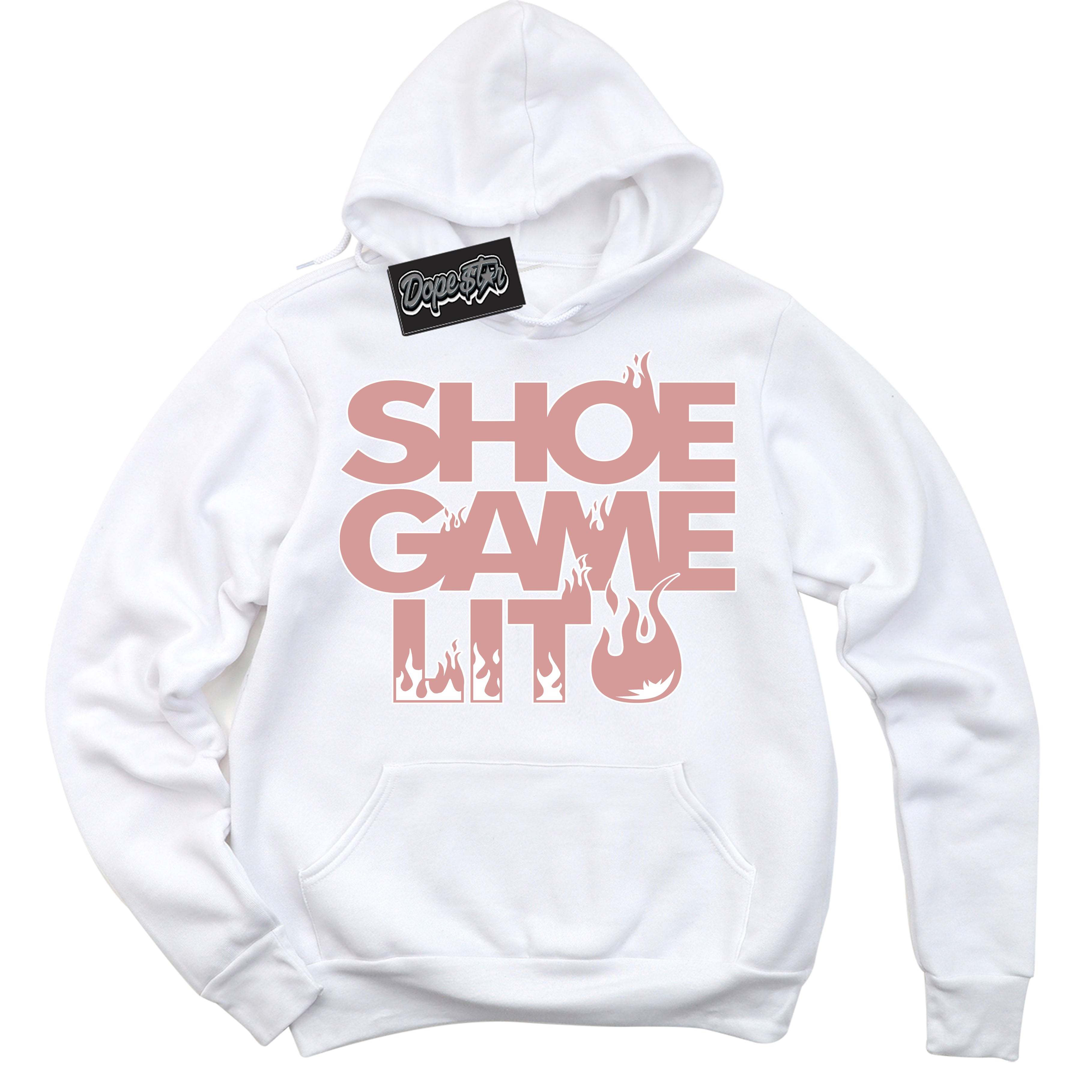 Cool White Hoodie with “ Shoe Game Lit ” design that Perfectly Matches Legend Pink 11s Jordans.