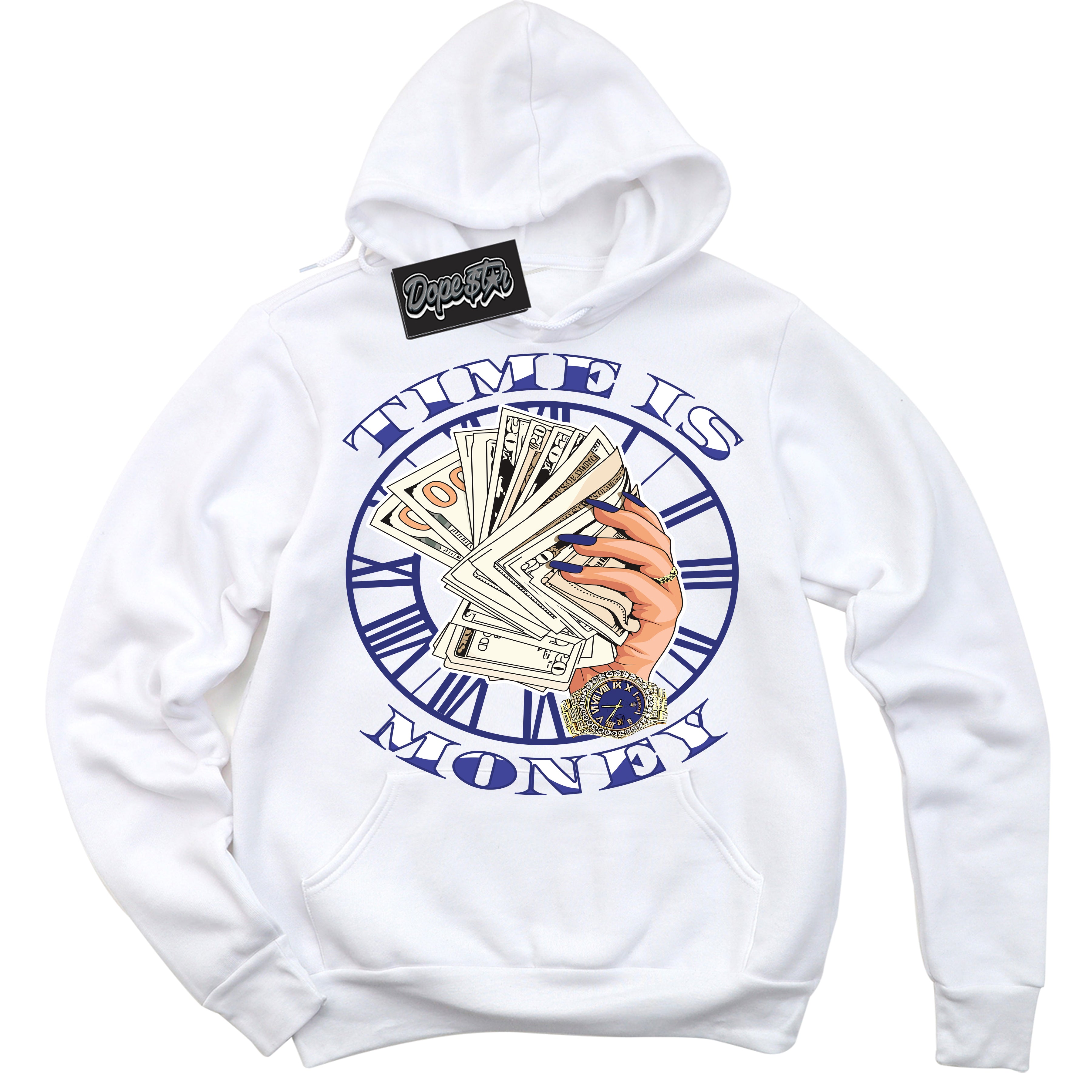 Cool White Hoodie with “ Time Is Money ” design that Perfectly Matches Concord Dunk.