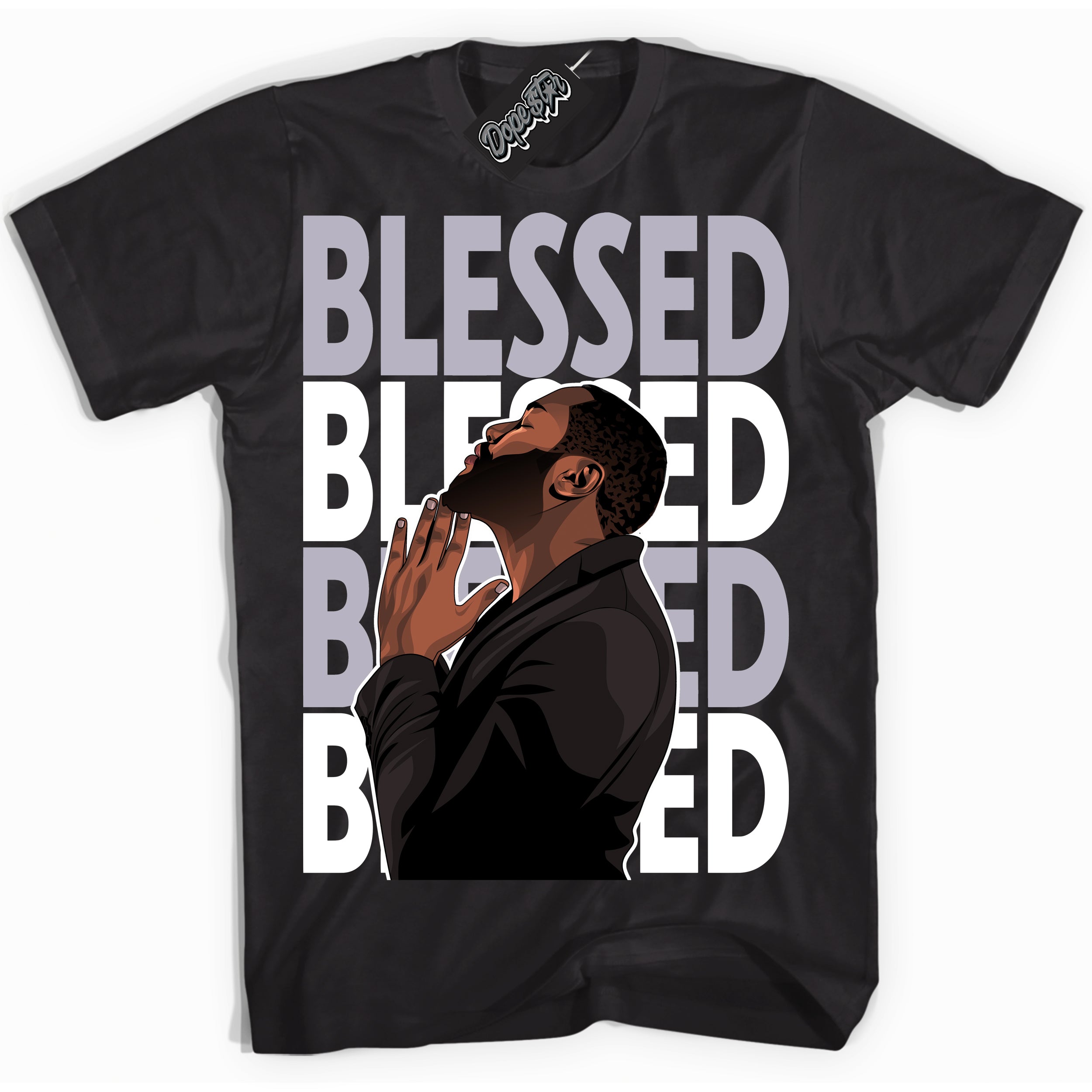 Cool Black Shirt with “ God Blessed ” design that perfectly matches OG Barons 1s Jordans.
