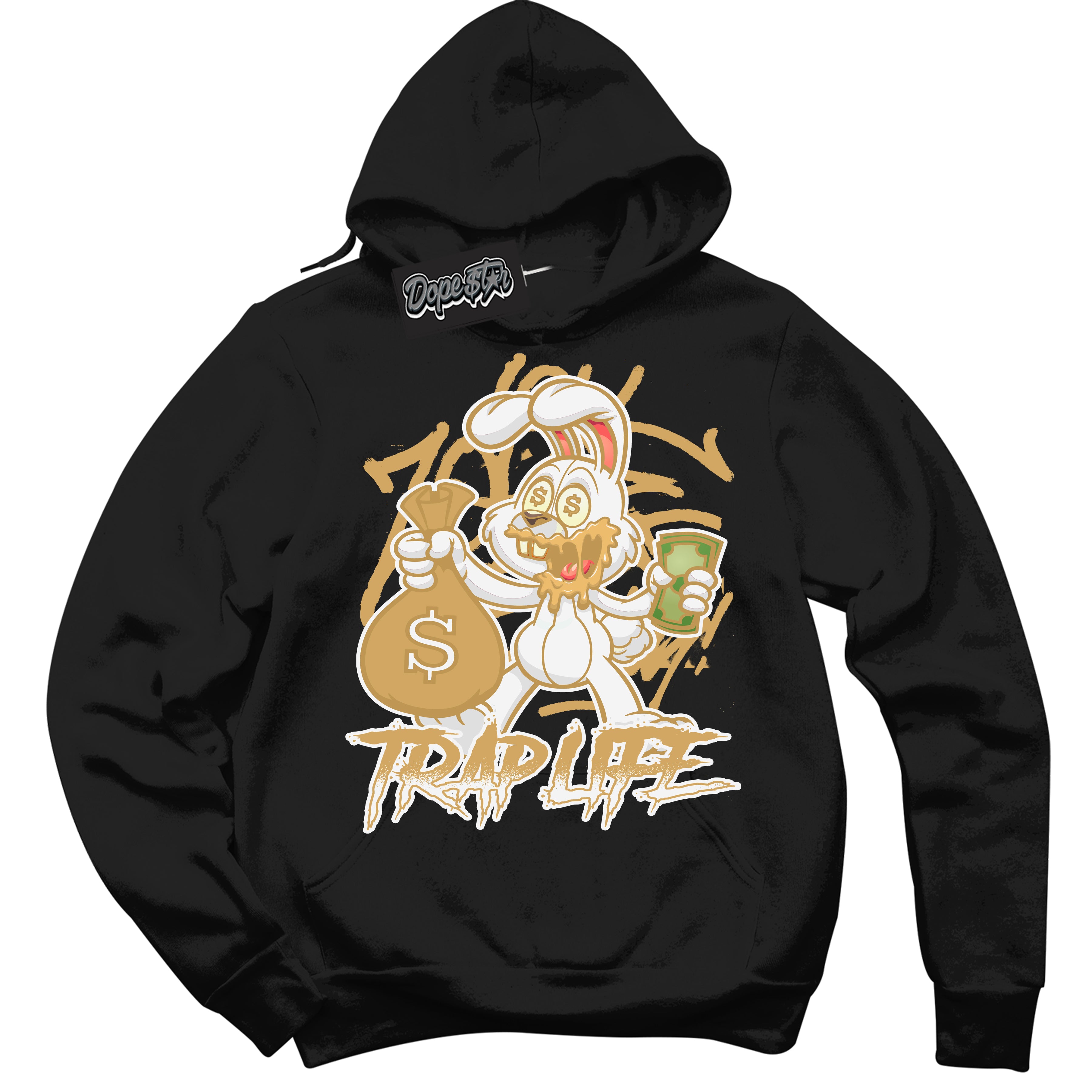 Cool Black Hoodie with “ Trap Rabbit ” design that Perfectly Matches Craft Paris 6s Jordans.