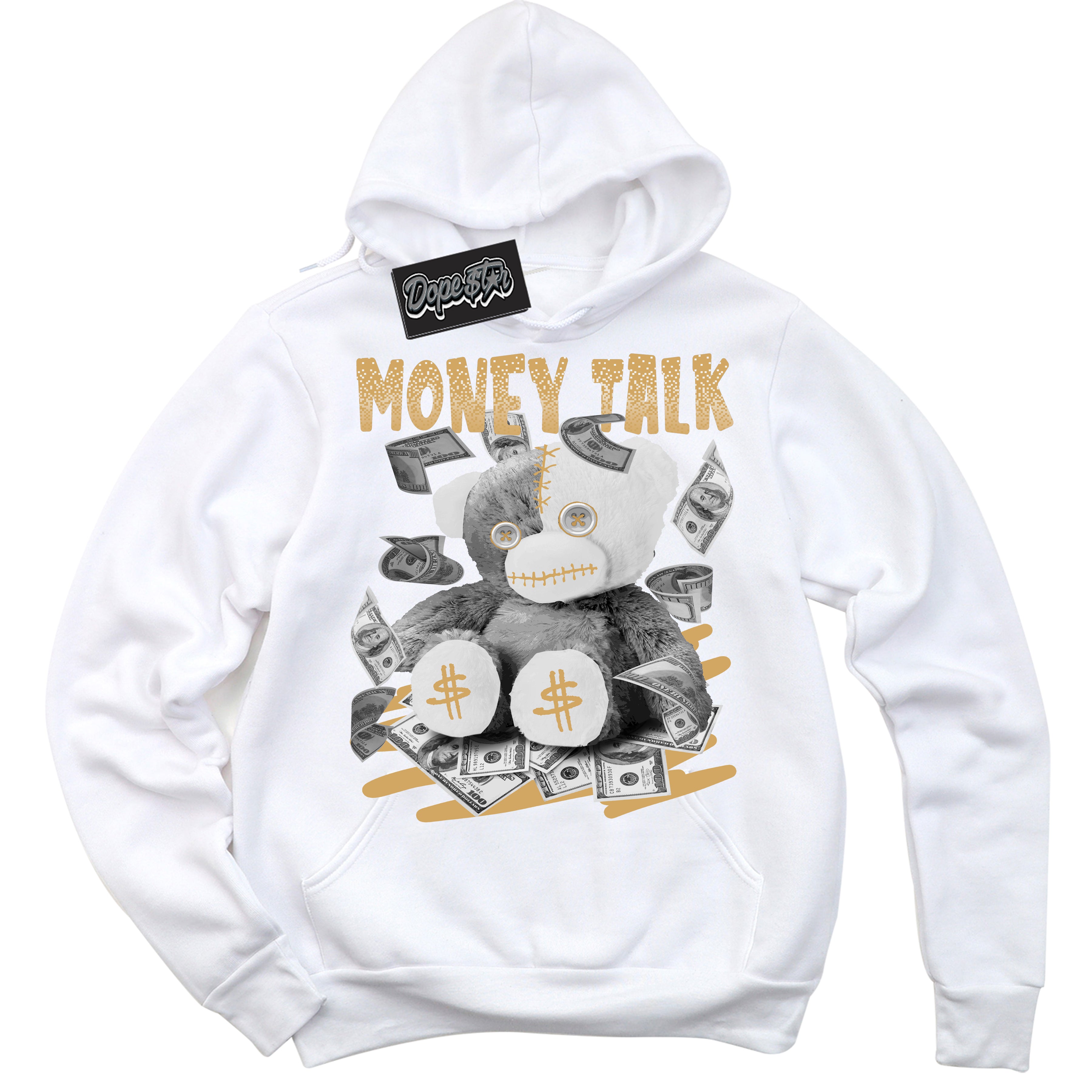 Cool White Hoodie with “ Money Talk ” design that Perfectly Matches Craft Paris 6s Jordans.