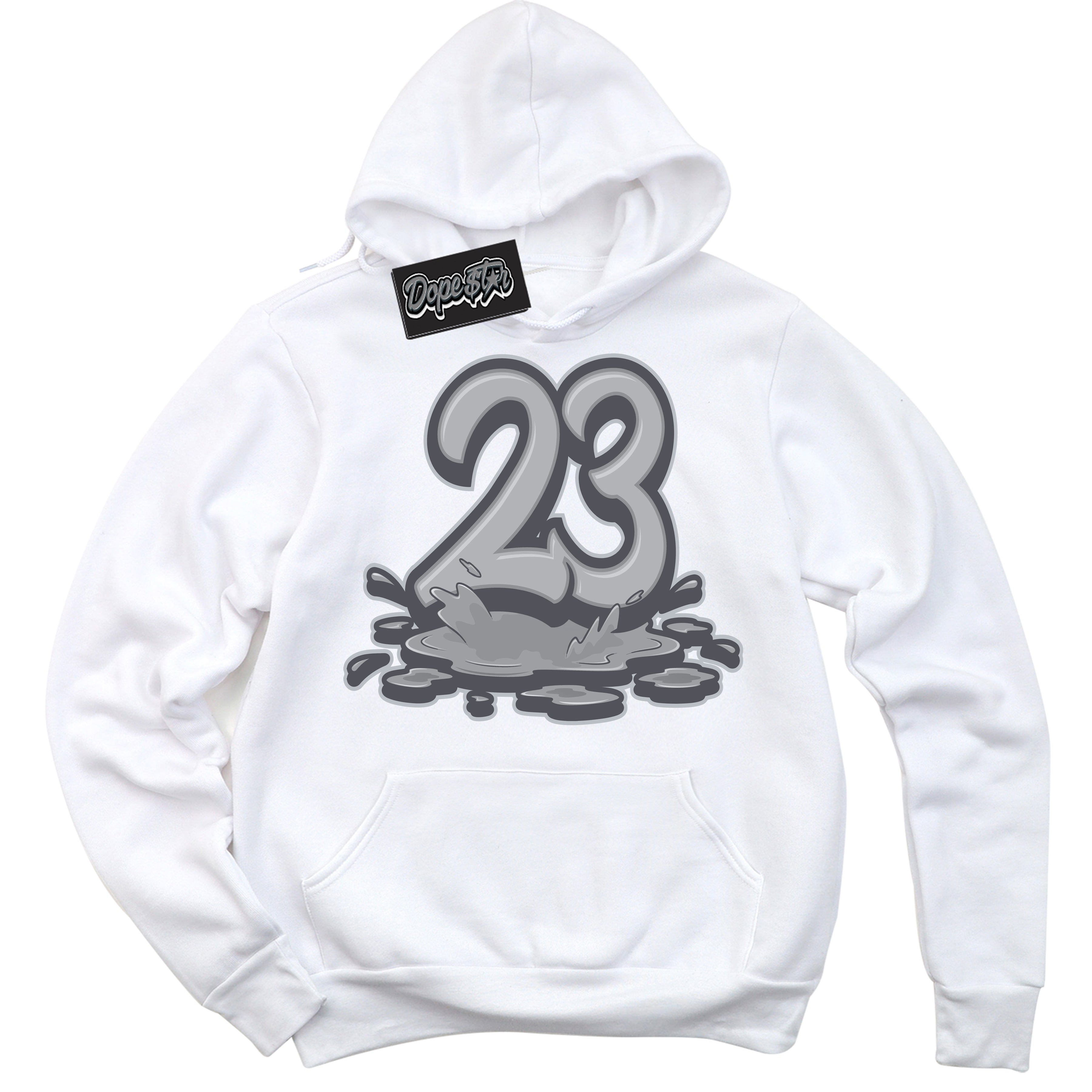 Cool White Hoodie with “ 23 Melting ” design that Perfectly Matches Paris Olympics Wet Cement 4s Jordans.