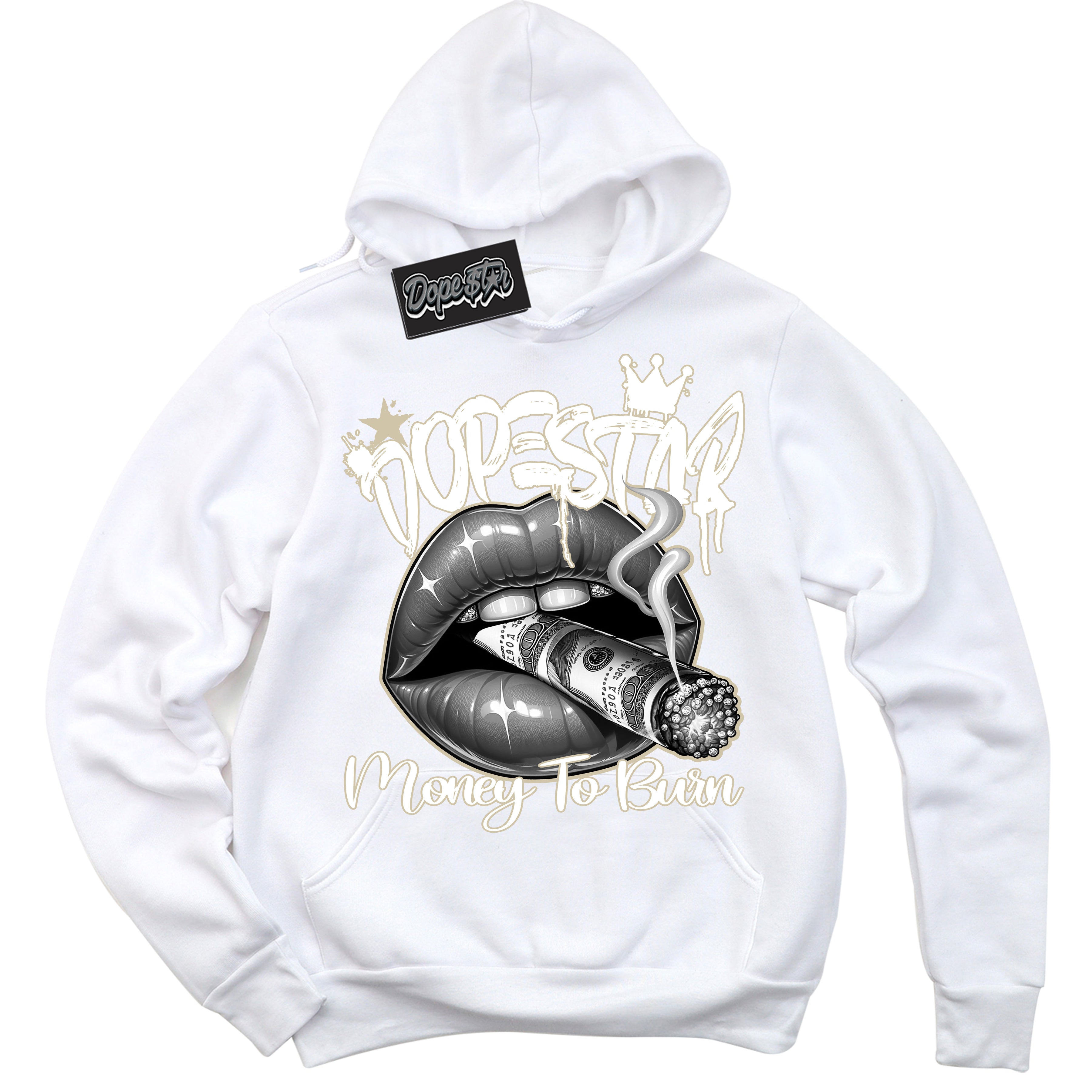 Cool White Hoodie with “ Money To Burn ” design that Perfectly Matches Gratitude 11s Sneakers.