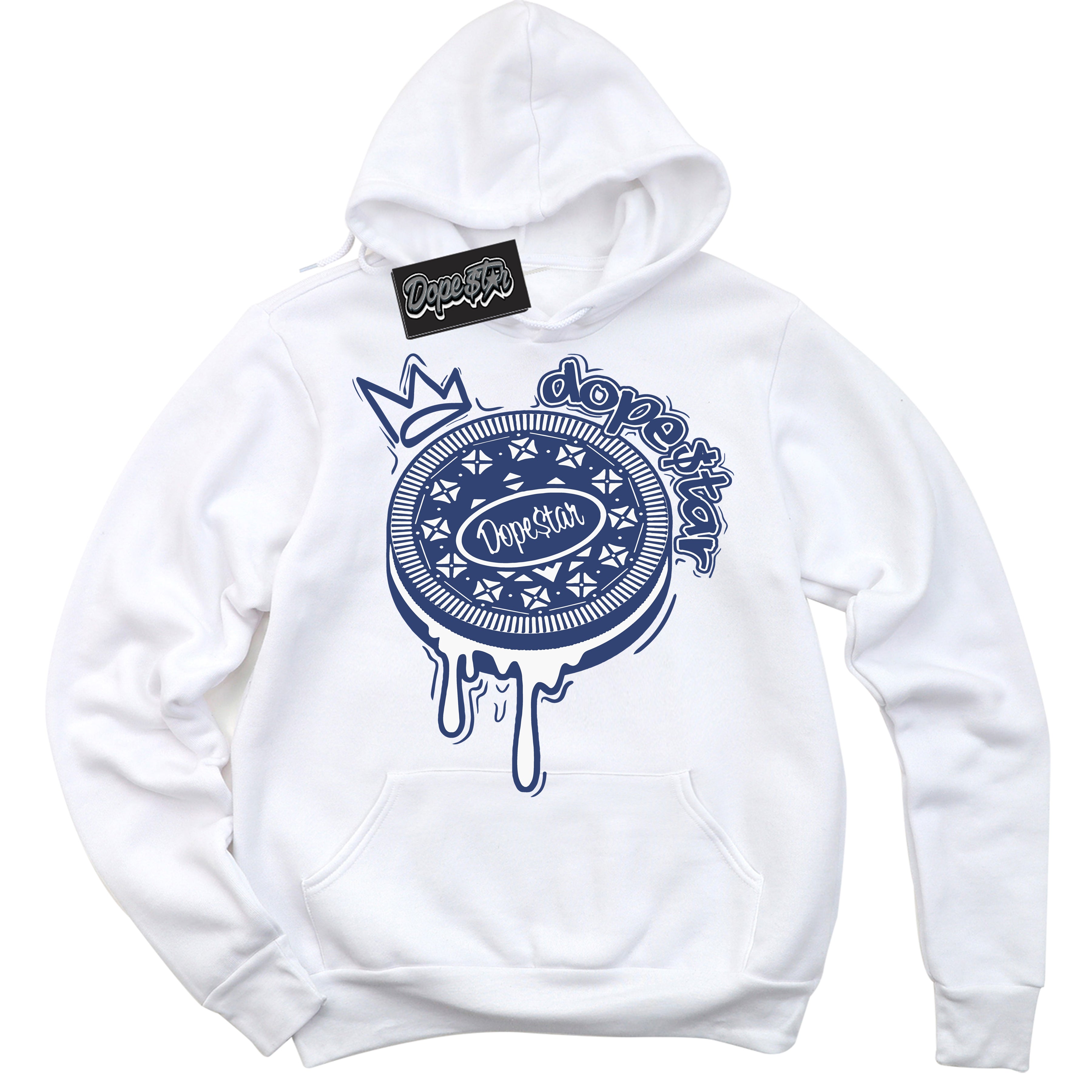 Cool White Hoodie with “ Oreo DS ” design that Perfectly Matches Diffused Blue 11s Jordans.