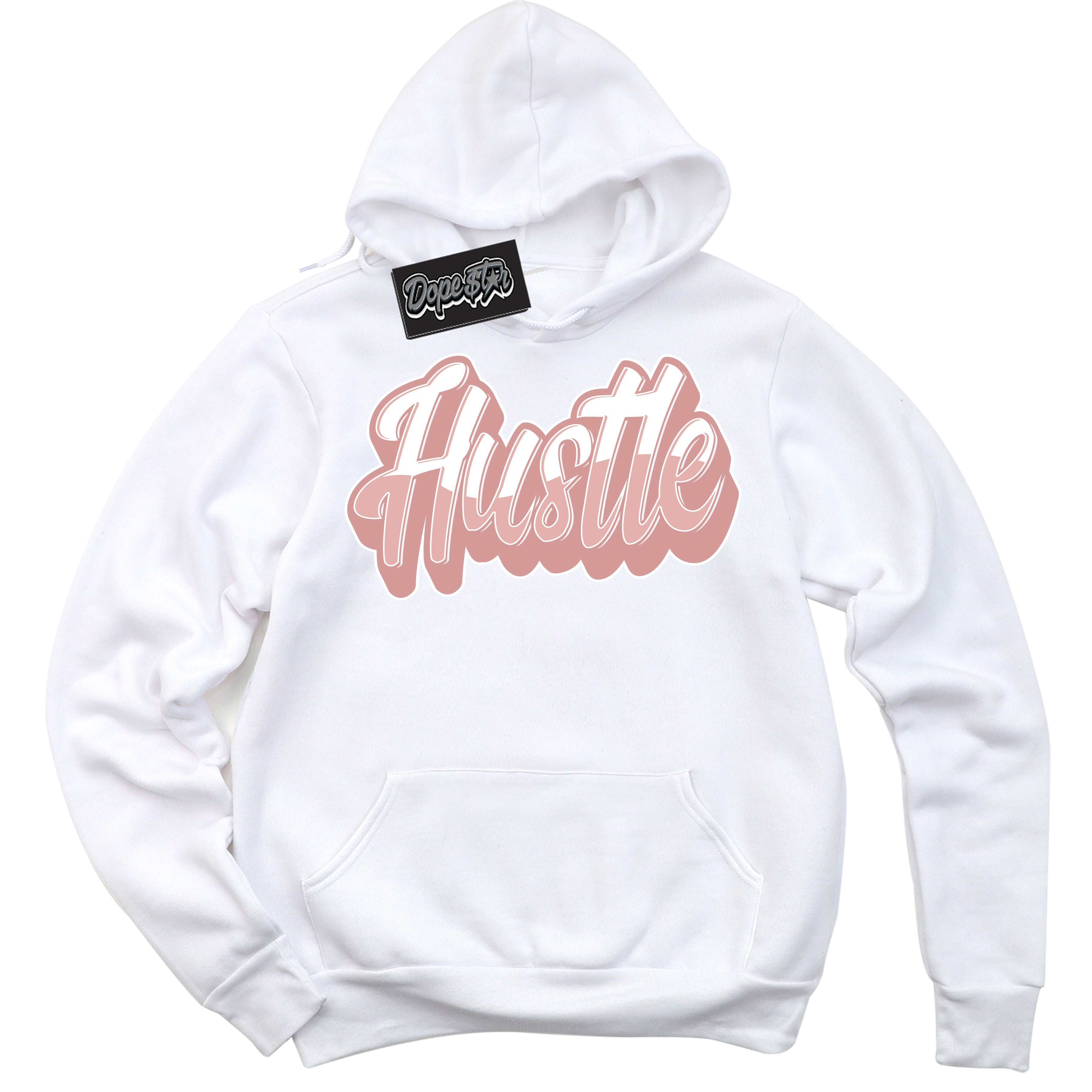 Cool White Hoodie with “ Hustle ” design that Perfectly Matches Legend Pink 11s Jordans.