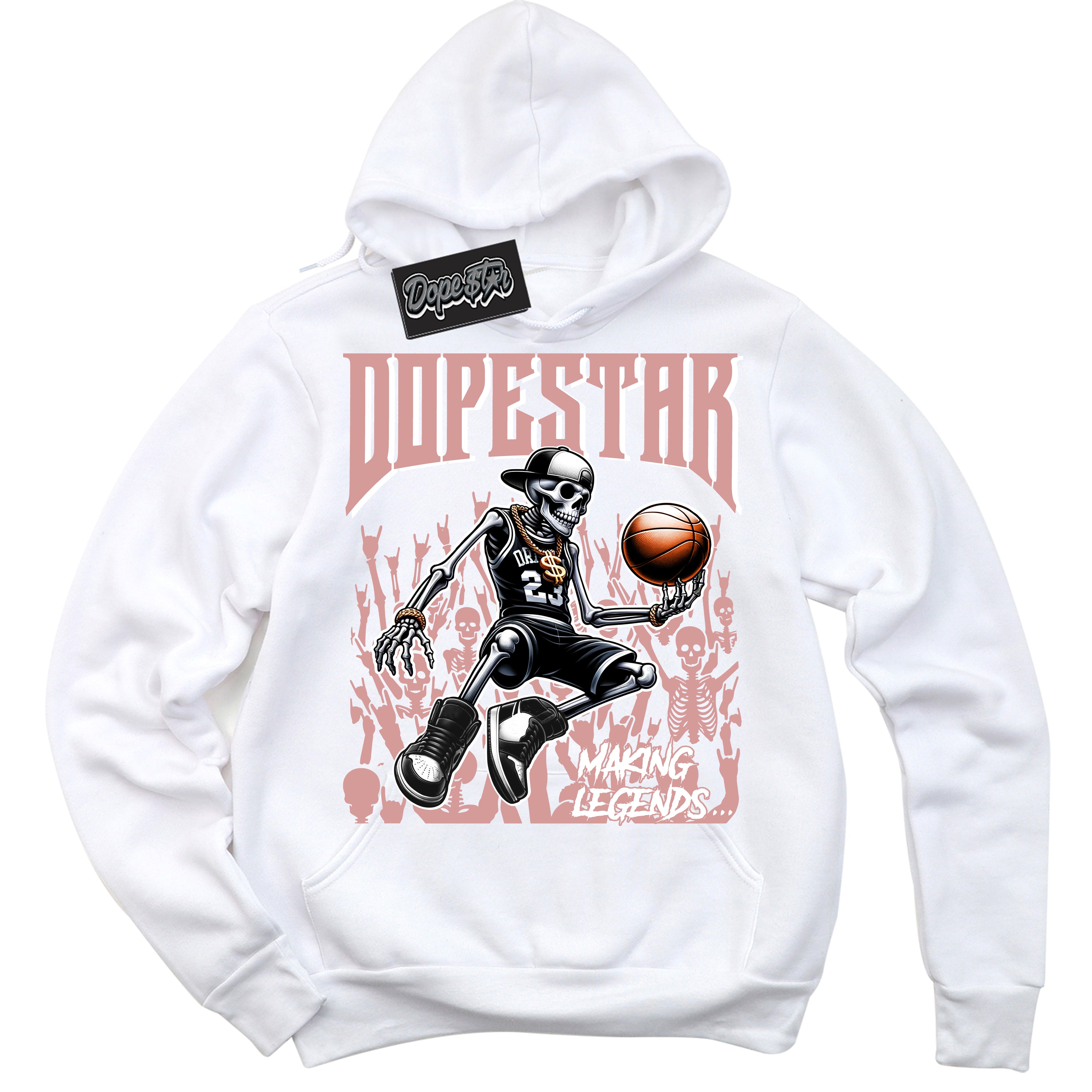Cool White Hoodie with “ Making Legends ” design that Perfectly Matches Legend Pink 11s Sneakers.