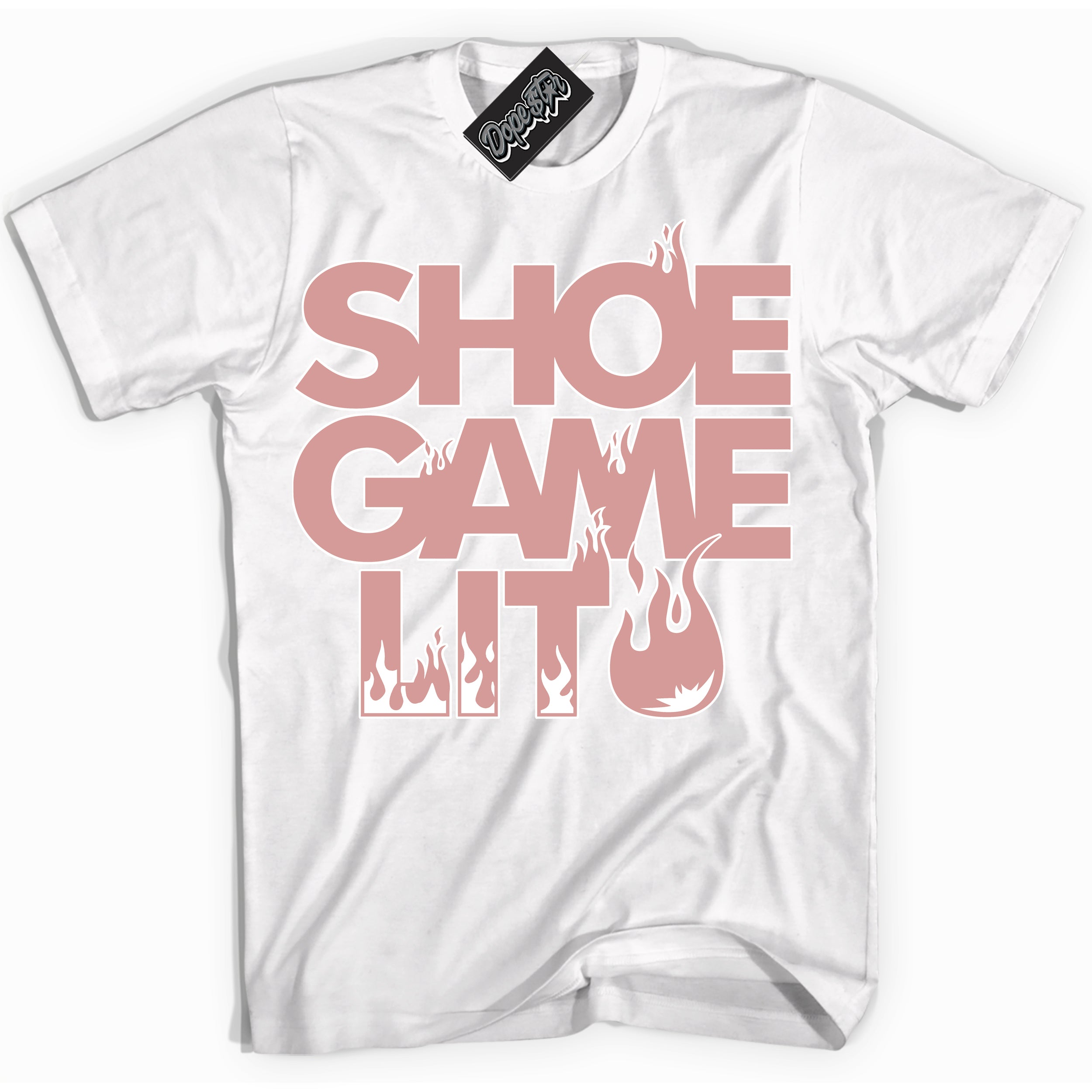 Cool White Shirt with “ Shoe Game Lit ” design that perfectly matches Legend Pink 11s Jordans.