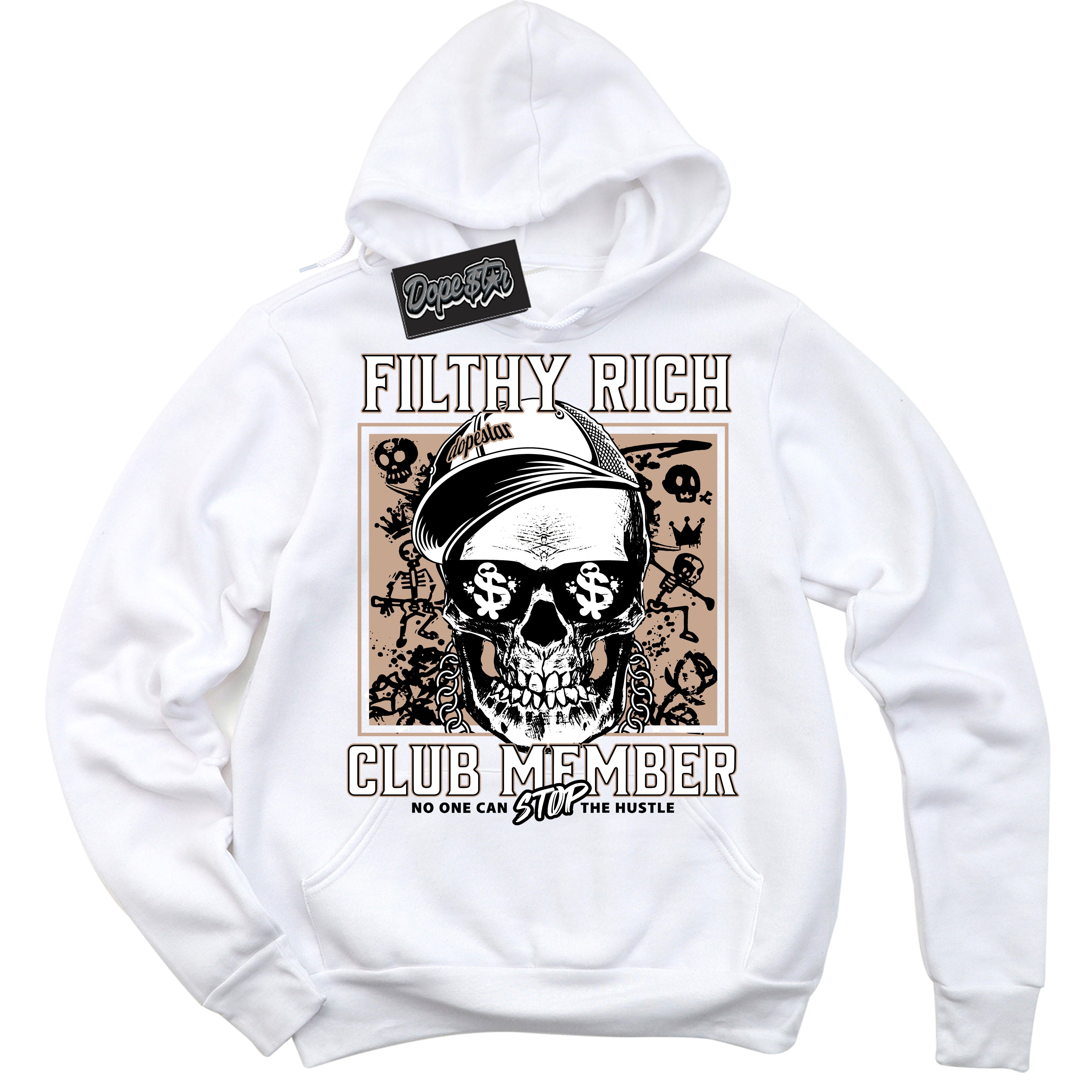 Cool White Hoodie with “ Filthy Rich ” design that Perfectly Matches Neapolitan 11s Sneakers.