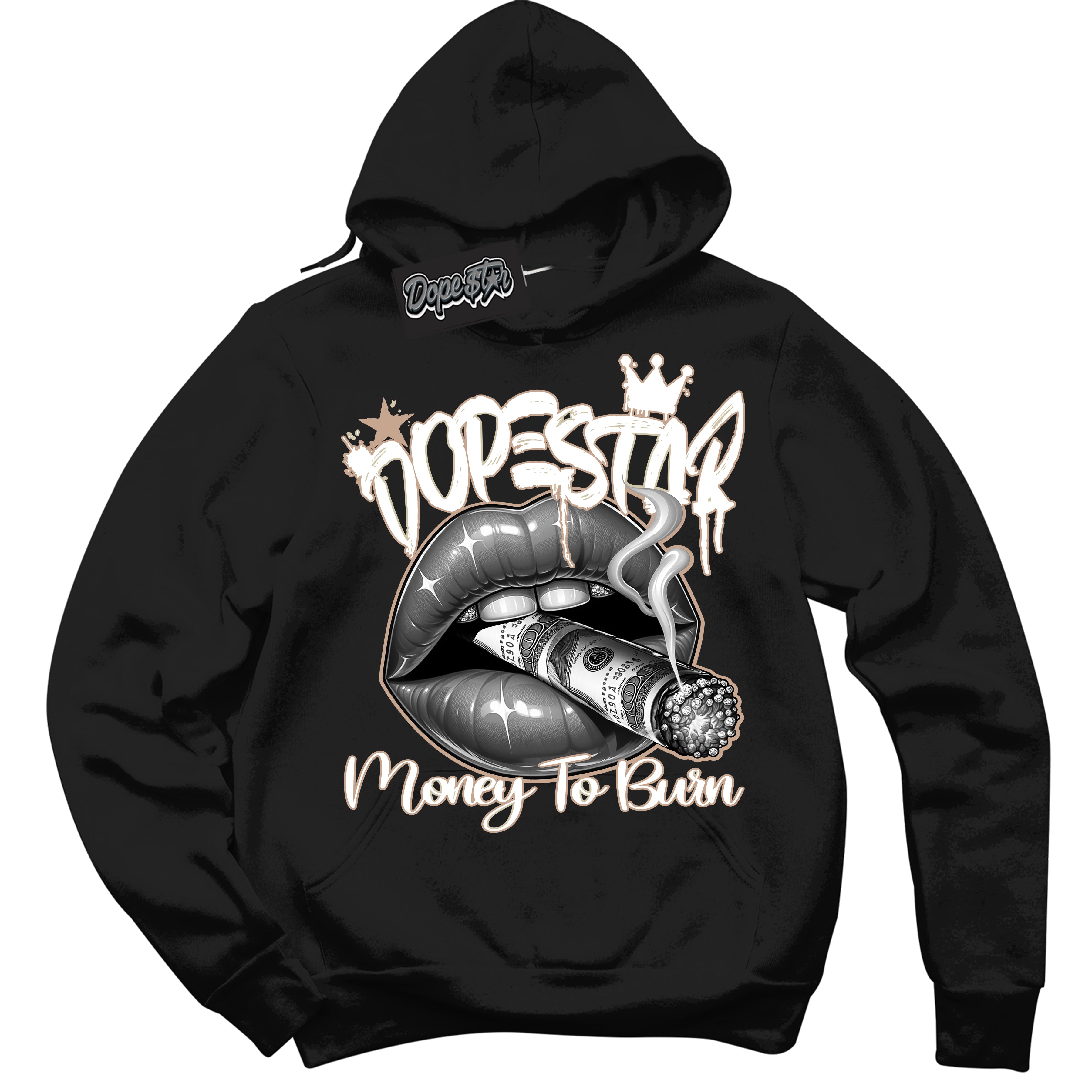 Cool Black Hoodie with “ Money To Burn ” design that Perfectly Matches Neapolitan 11s Sneakers.