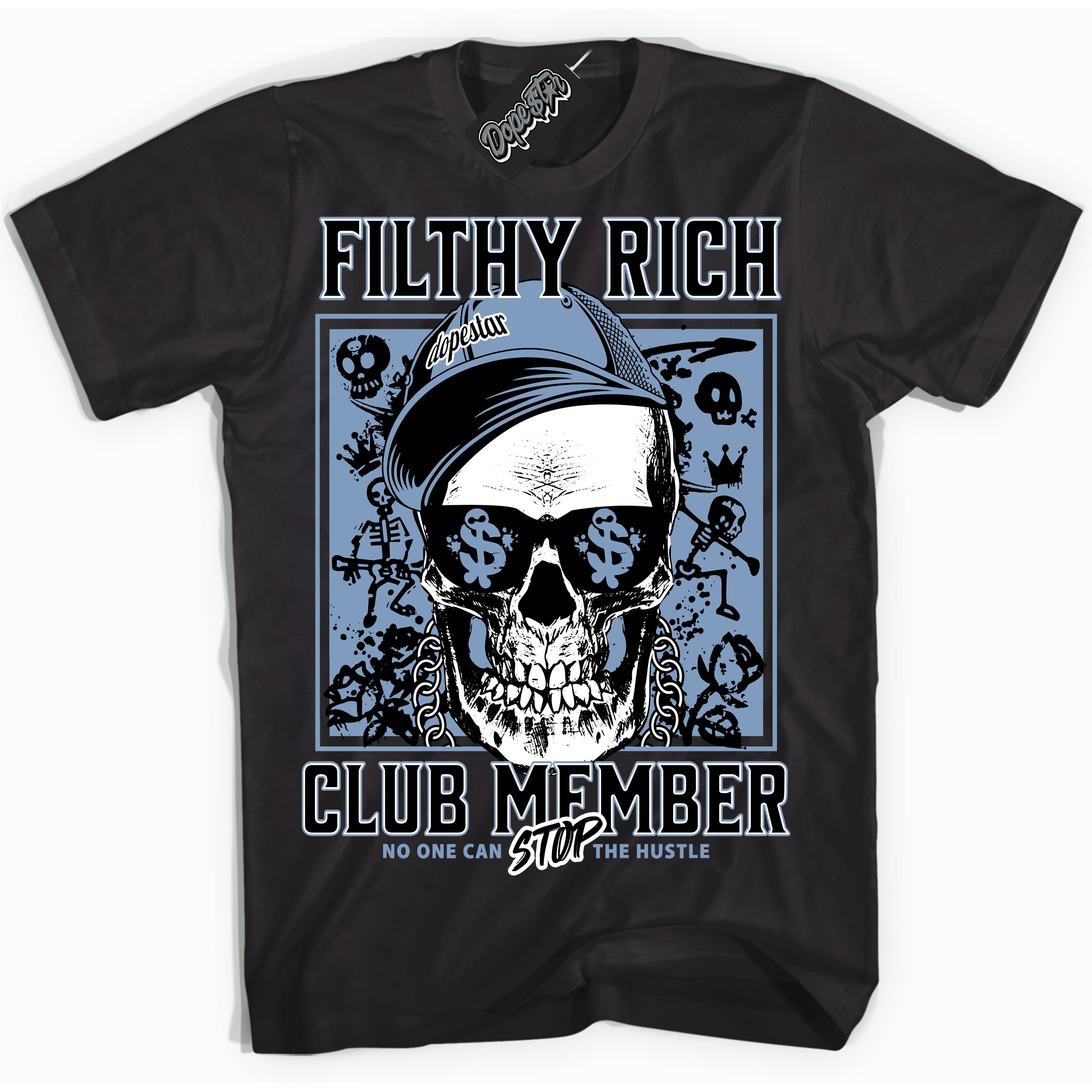 Cool Black Shirt with “ Filthy Rich” design that perfectly matches Space Jam 11s Sneakers.