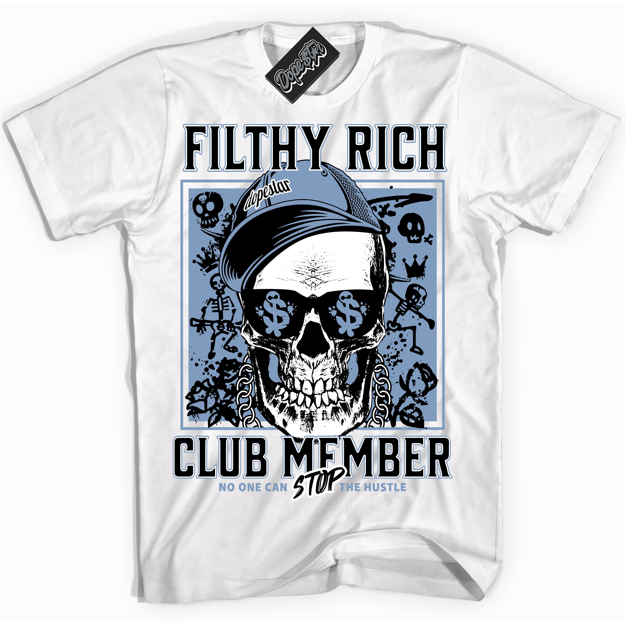 Cool White Shirt with “ Filthy Rich” design that perfectly matches Space Jam 11s Sneakers.