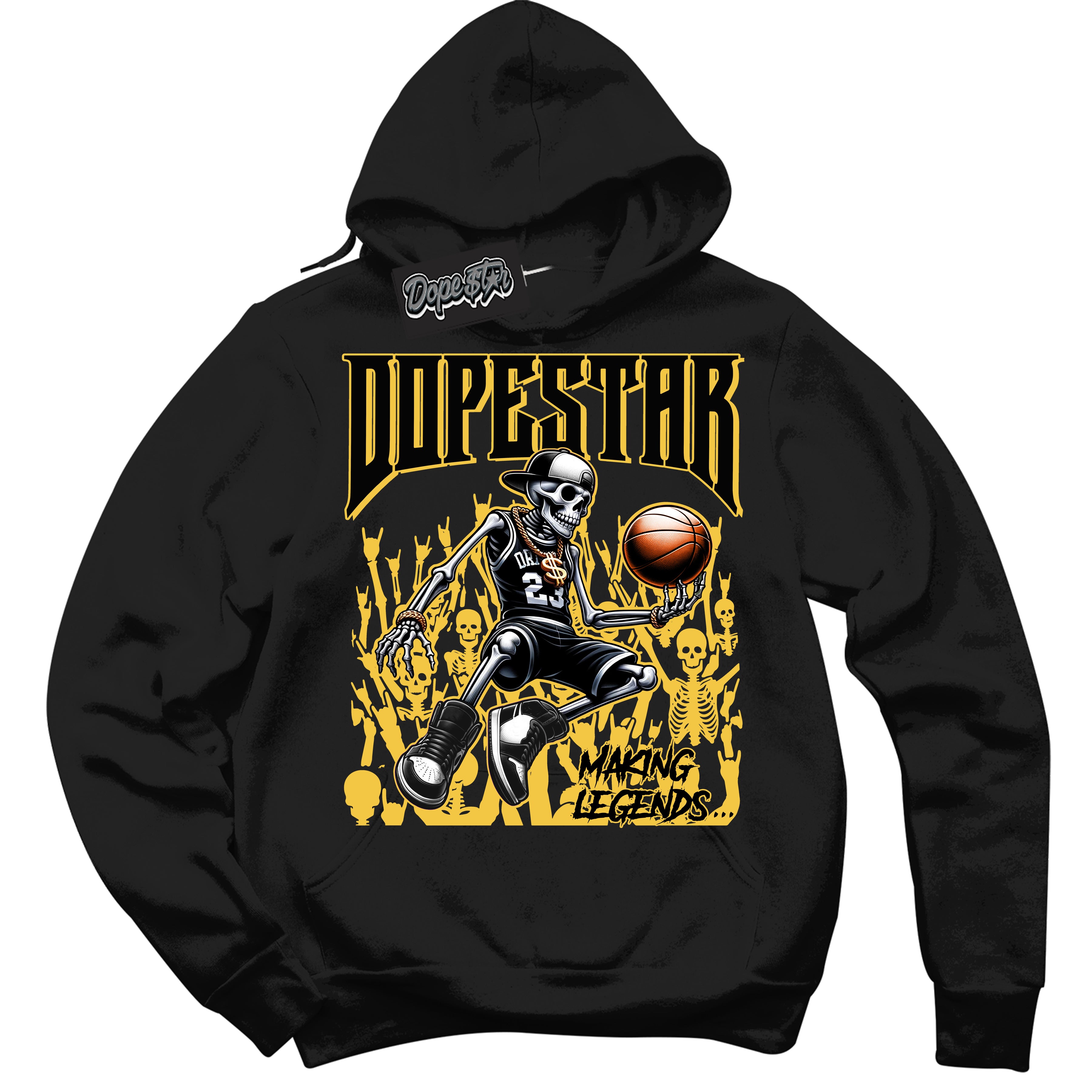 Cool Black Hoodie with “ Making Legends ” design that Perfectly Matches Black Taxi 12s Sneakers.
