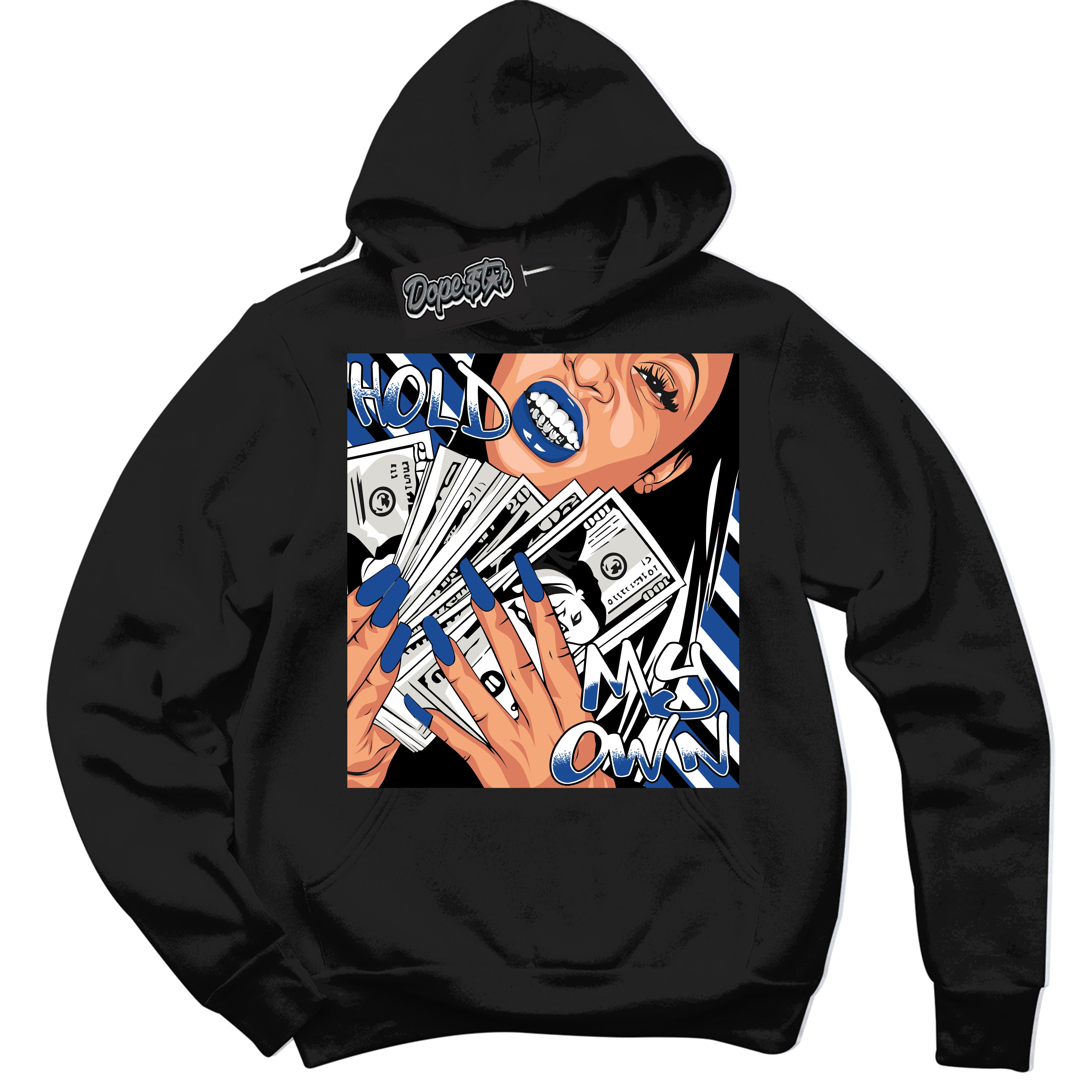 AJ12 Retro Blueberry ‘Hold My Own’ – Black Streetwear Hoodie | Sneaker Matching sweatshirt for AJ12 Retro Blueberry | Men's and Women's Streetwear Graphic Hoodie by Sneaker Shirts Outlet.