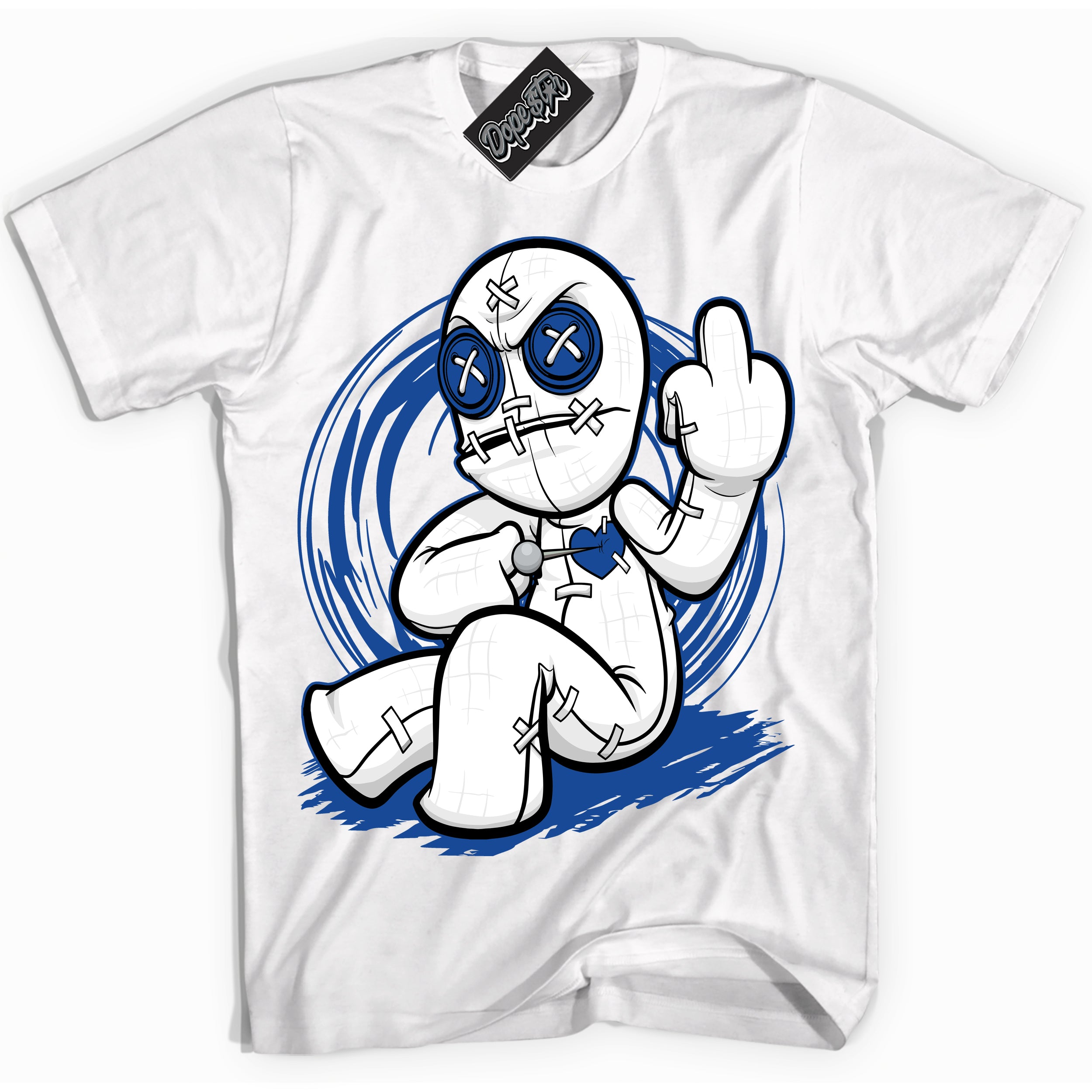 AJ12 Retro Blueberry ‘Voodoo Doll’ – White Streetwear T-Shirt | Sneaker Matching shirt for AJ12 Retro Blueberry | Men's and Women's Streetwear Graphic Tee by Sneaker Shirts Outlet.