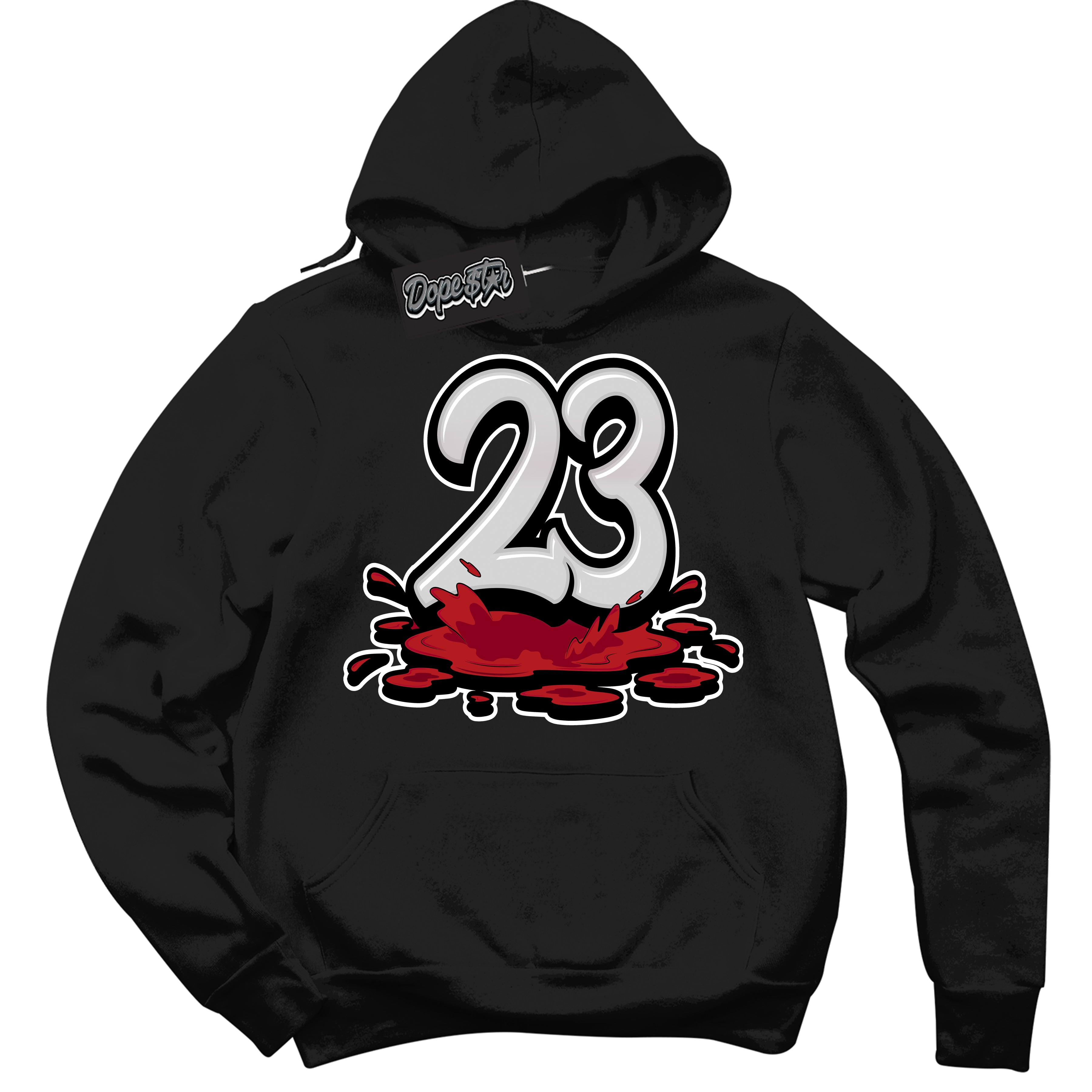 Cool Black Hoodie with “ 23 Melting ” design that Perfectly Matches Taxi Flip 12s Sneakers.