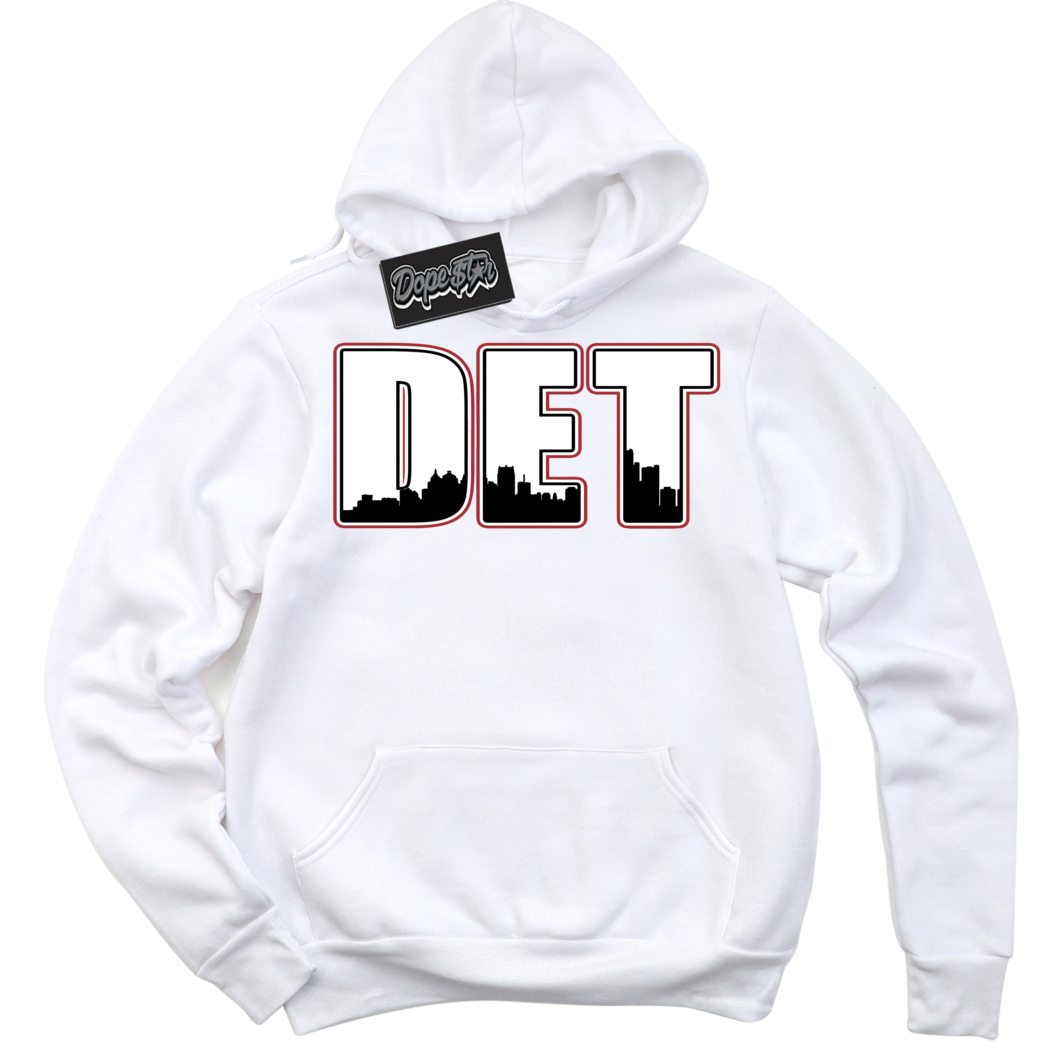 Cool White Hoodie with “ Detroit ” design that Perfectly Matches Taxi Flip 12s Sneakers.