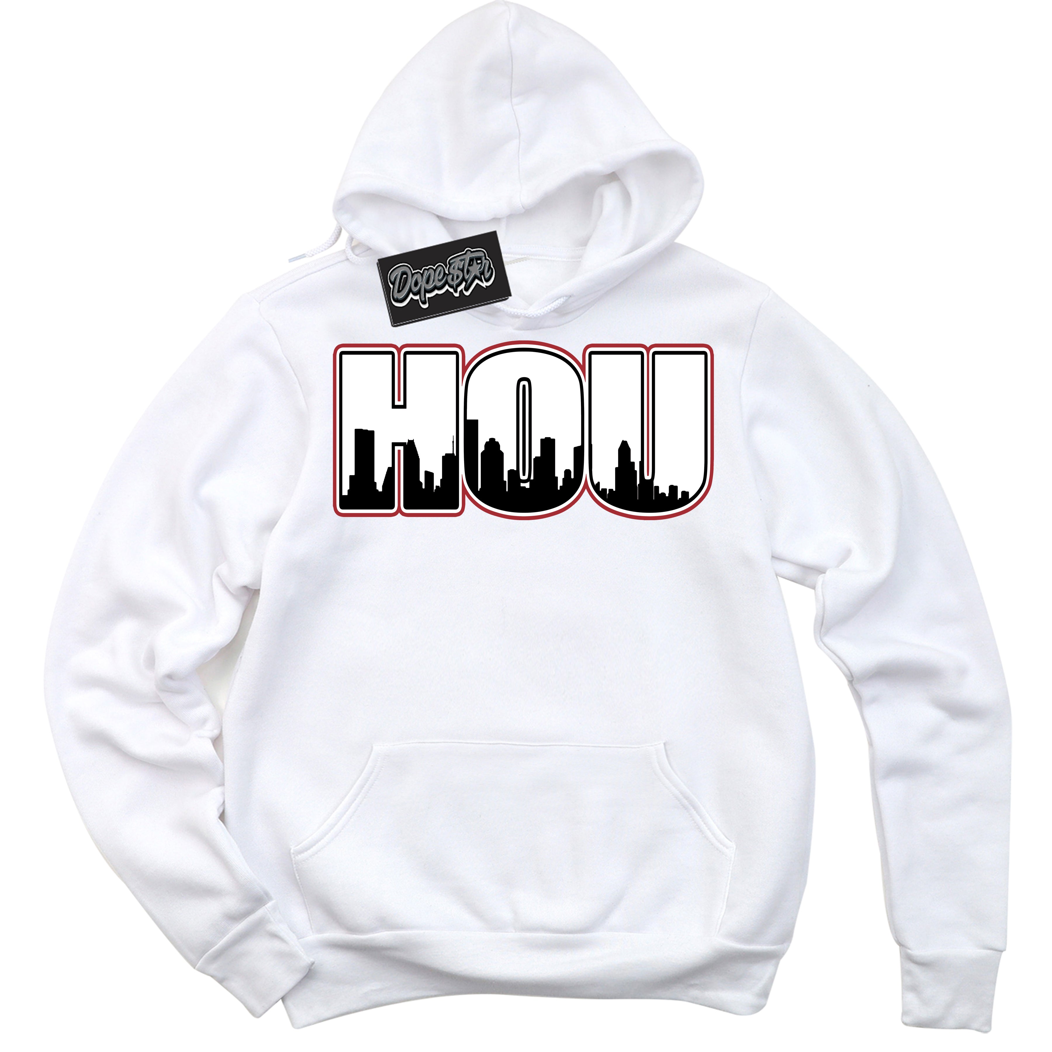 Cool White Hoodie with “ Houston ” design that Perfectly Matches Taxi Flip 12s Sneakers.