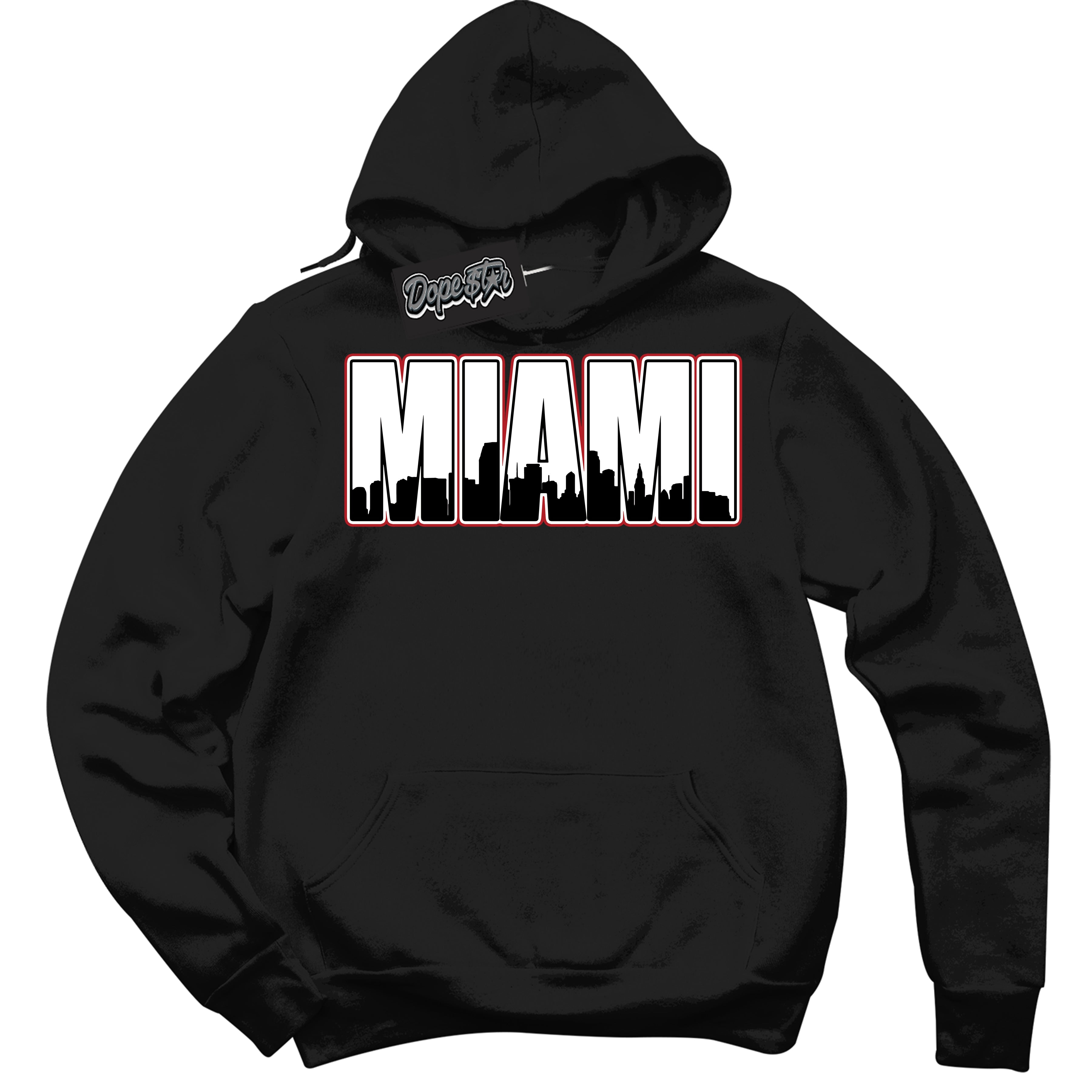 Cool Black Hoodie with “ Miami ” design that Perfectly Matches Taxi Flip 12s Sneakers.