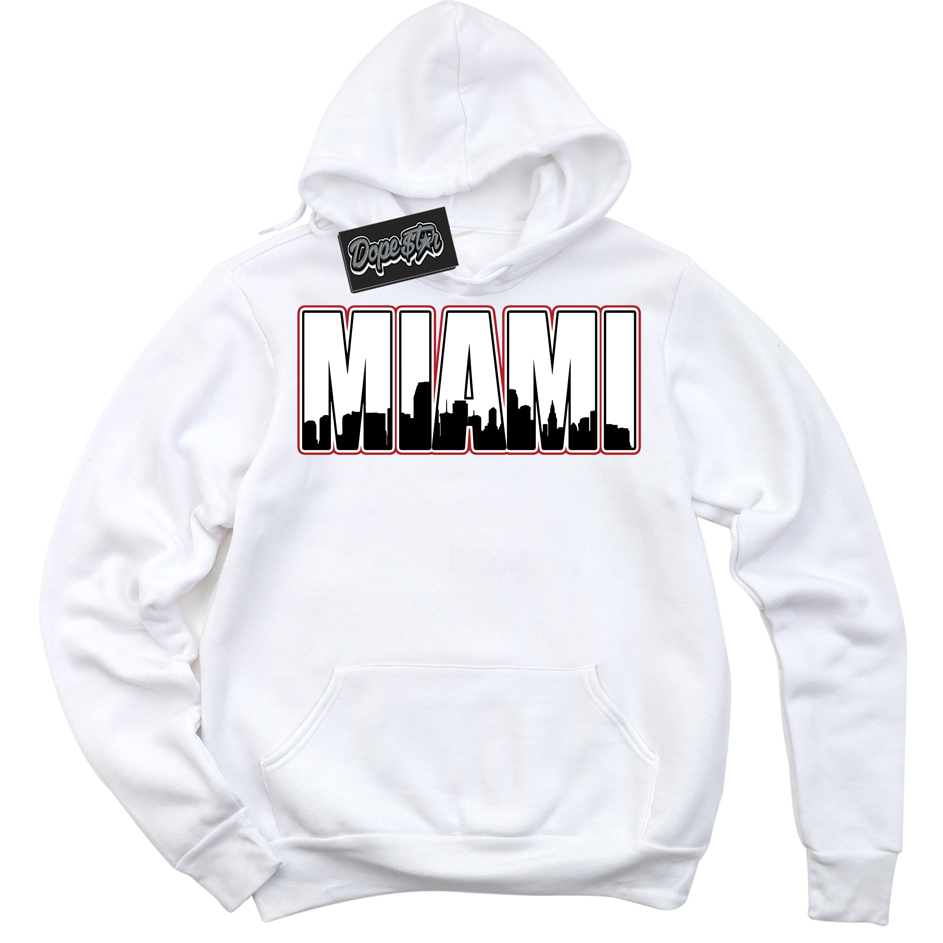 Cool White Hoodie with “ Miami ” design that Perfectly Matches Taxi Flip 12s Sneakers.