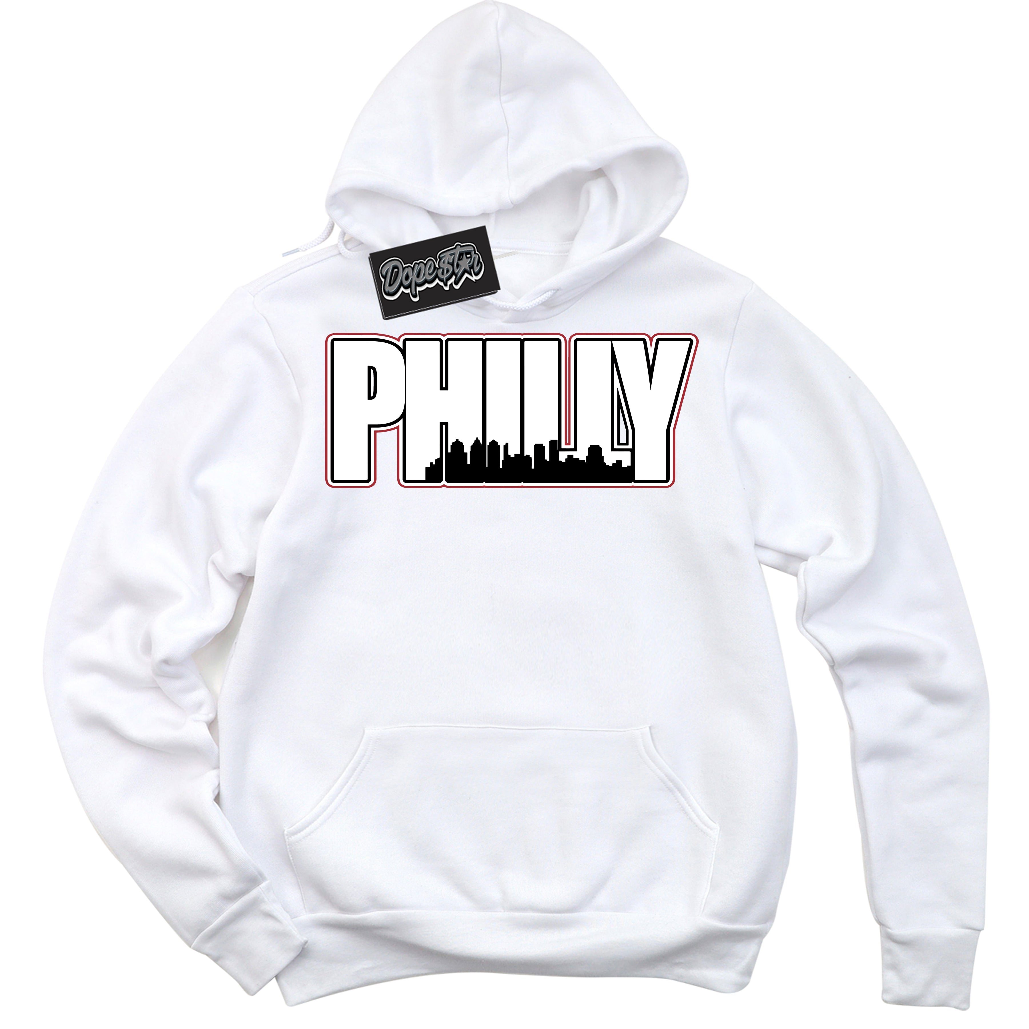 Cool White Hoodie with “ Philly ” design that Perfectly Matches Taxi Flip 12s Sneakers.