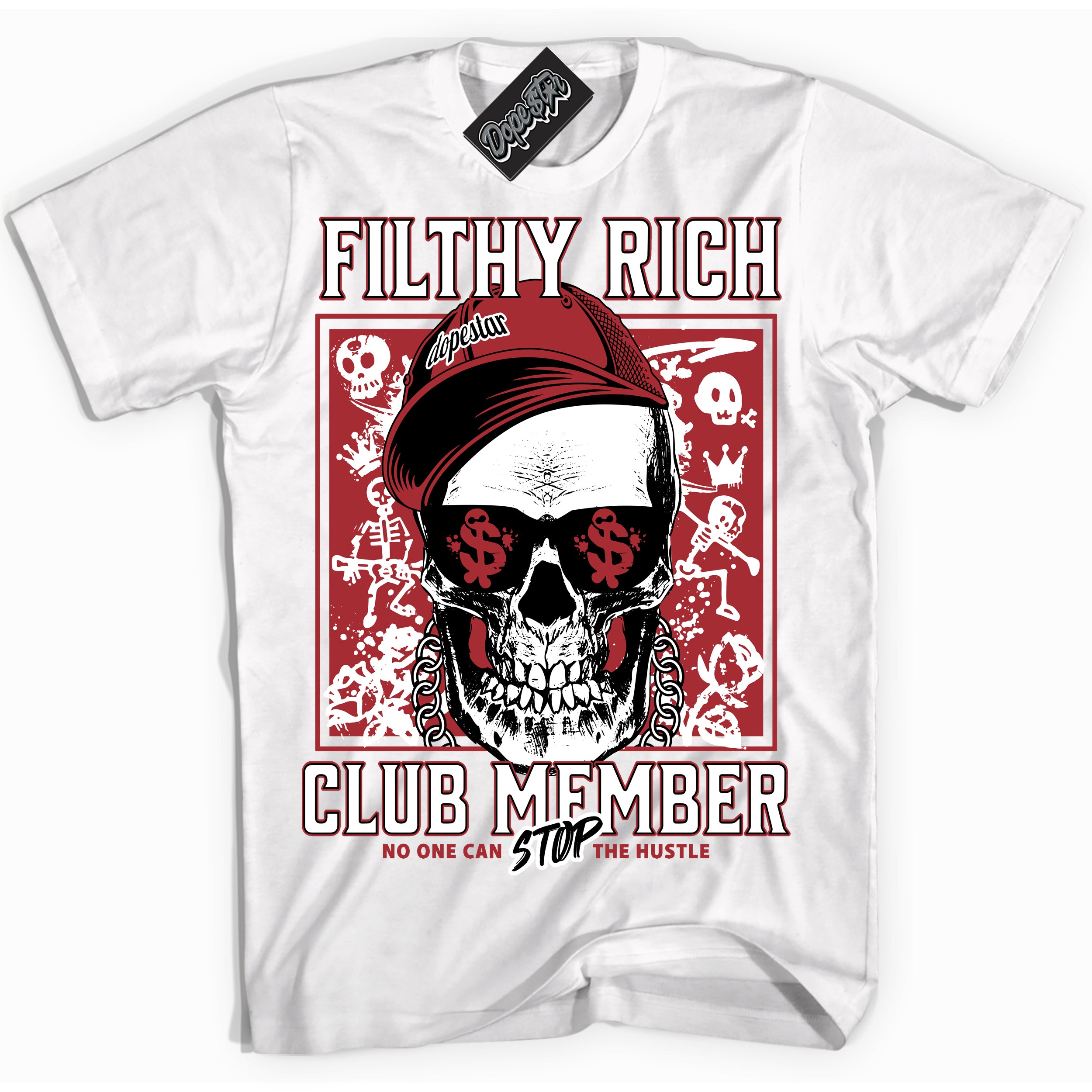 Cool White Shirt with “ Filthy Rich” design that perfectly matches Taxi Flip 12s Sneakers.