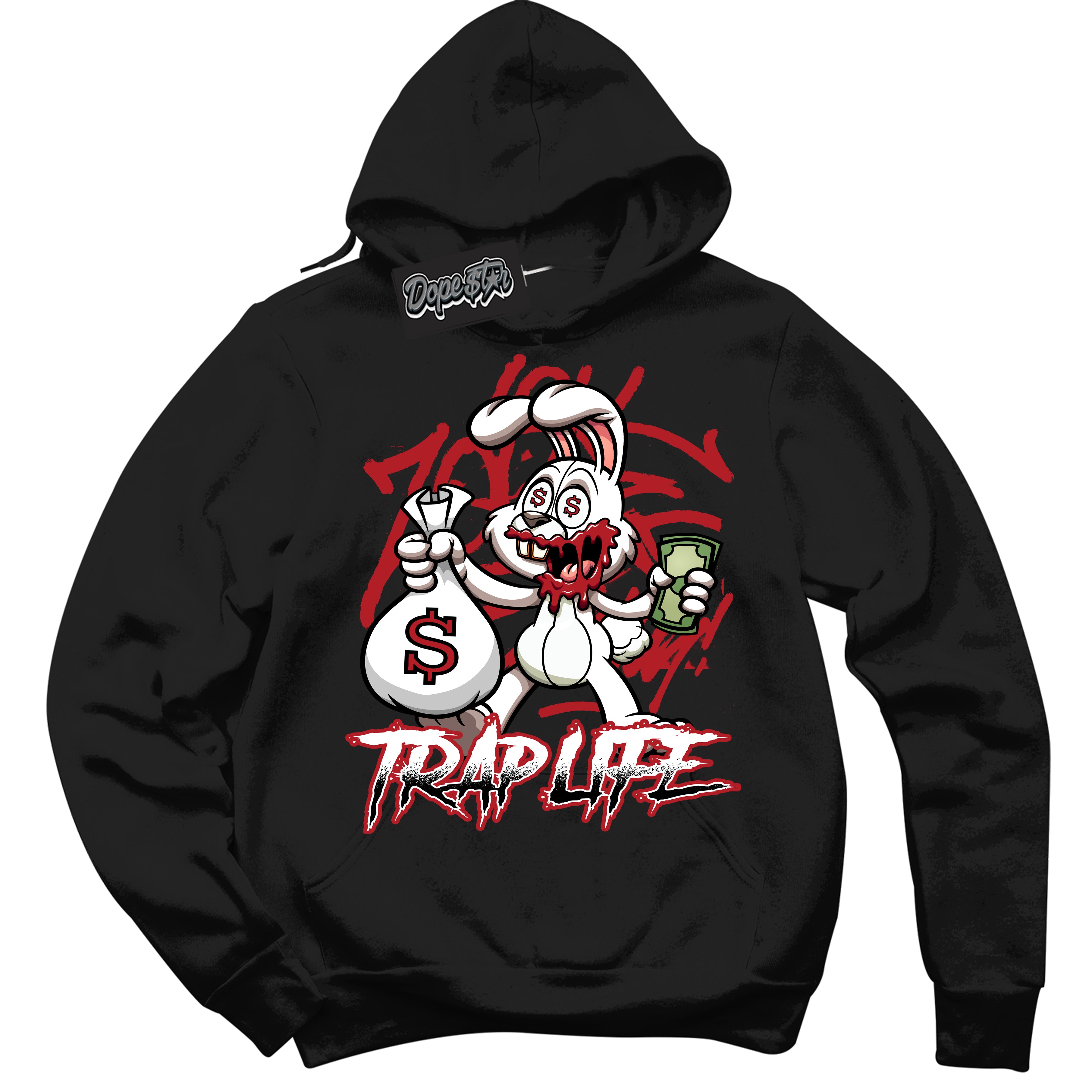 Cool Black Hoodie with “ Trap Rabbit ” design that Perfectly Matches Taxi Flip 12s Sneakers.