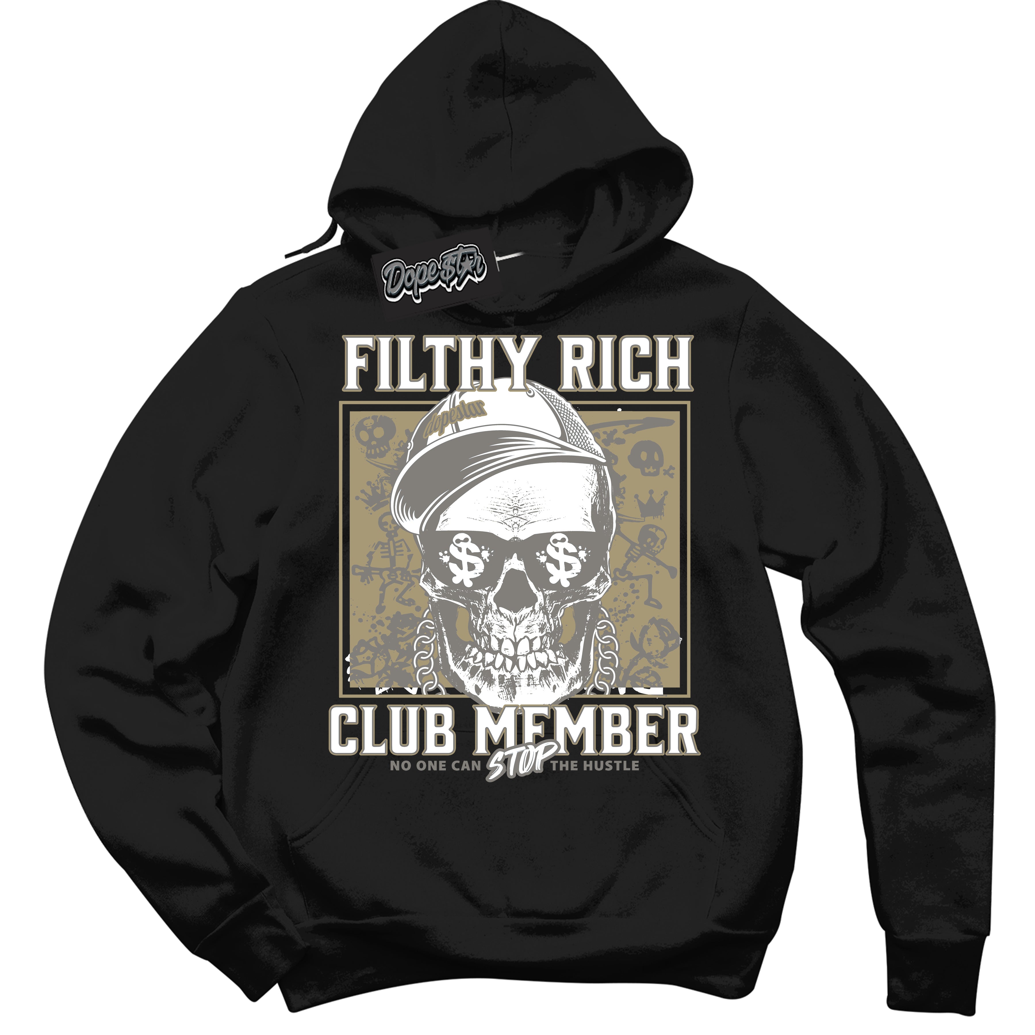 Cool Black Hoodie with “ Filthy Rich ” design that Perfectly Matches Craft Ivory 13s Sneakers.