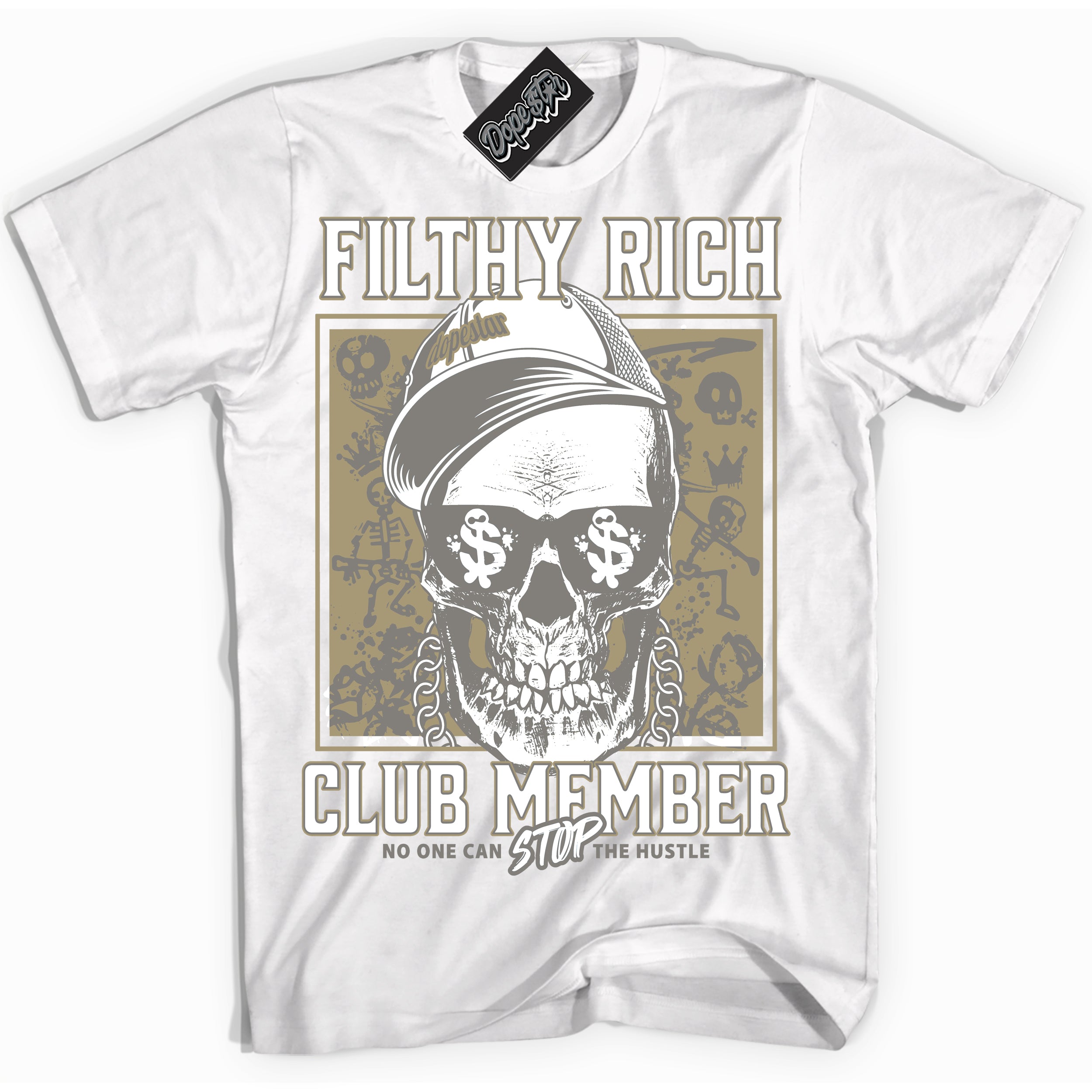 Cool White Shirt with “ Filthy Rich” design that perfectly matches Craft Ivory 13s Sneakers.