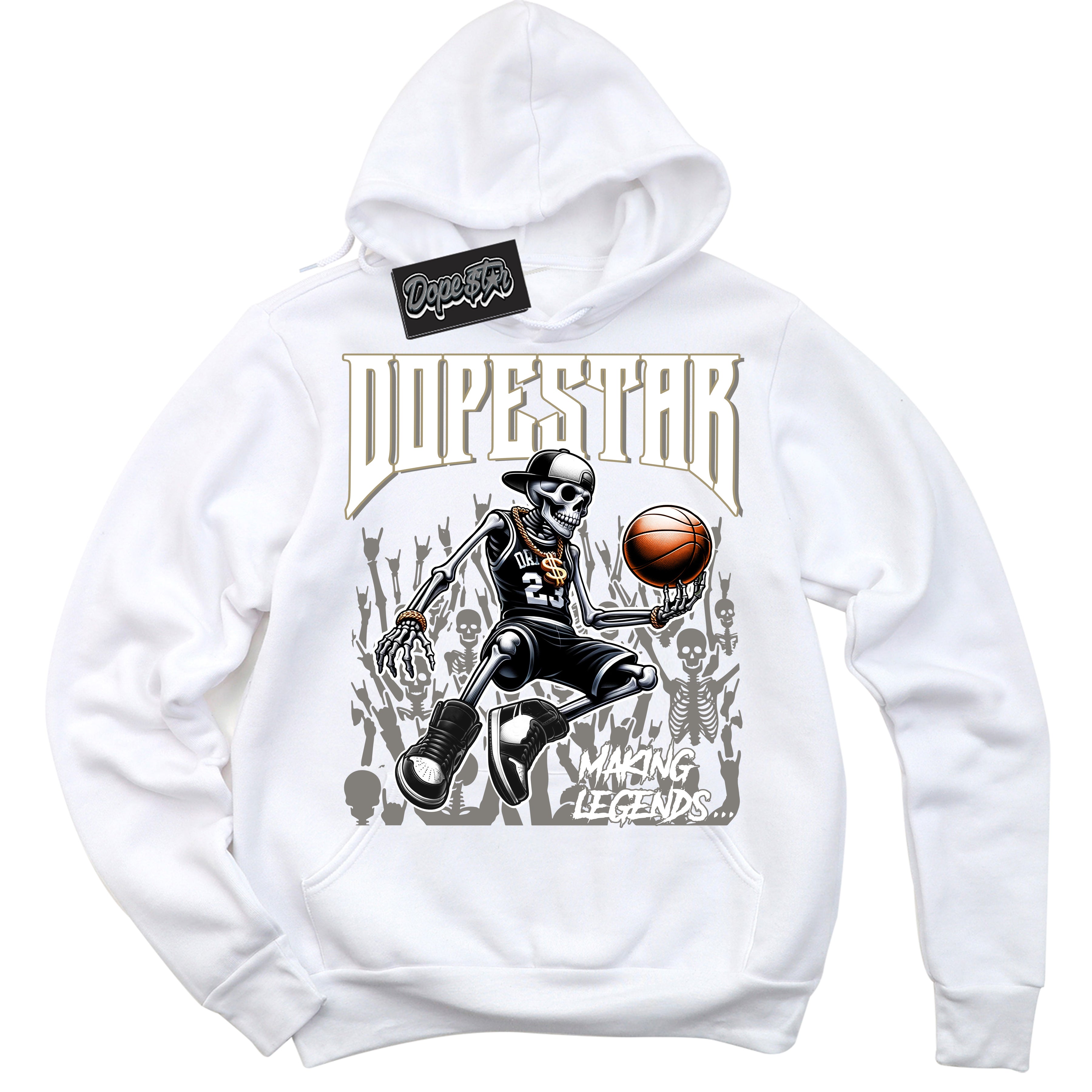 Cool White Hoodie with “ Making Legends ” design that Perfectly Matches Craft Ivory 13s Sneakers.