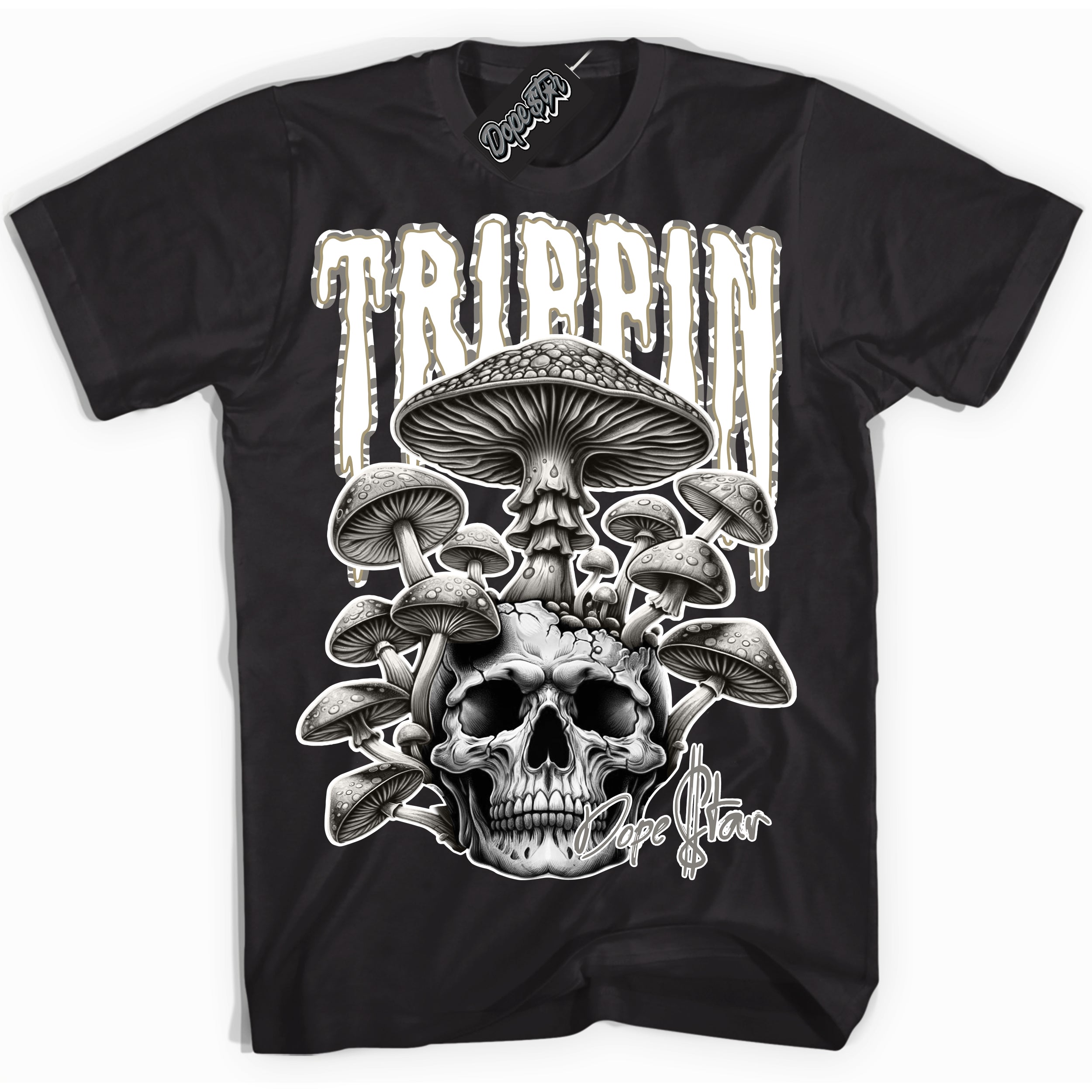 Cool Black Shirt with “ Trippin” design that perfectly matches Craft Ivory 13s Sneakers.