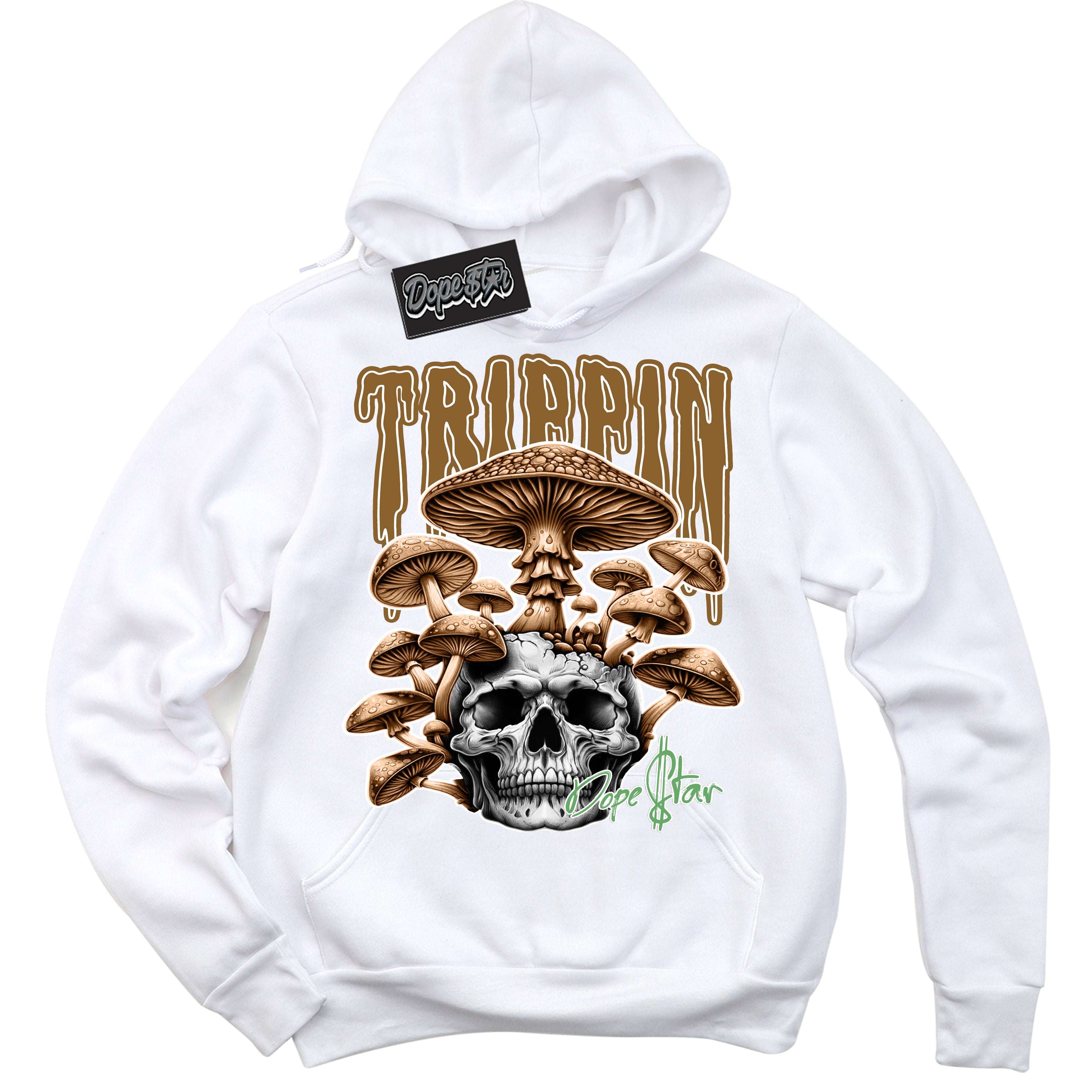 Cool White Hoodie with “ Trippin” design that Perfectly Matches Wheat 13s Sneakers.