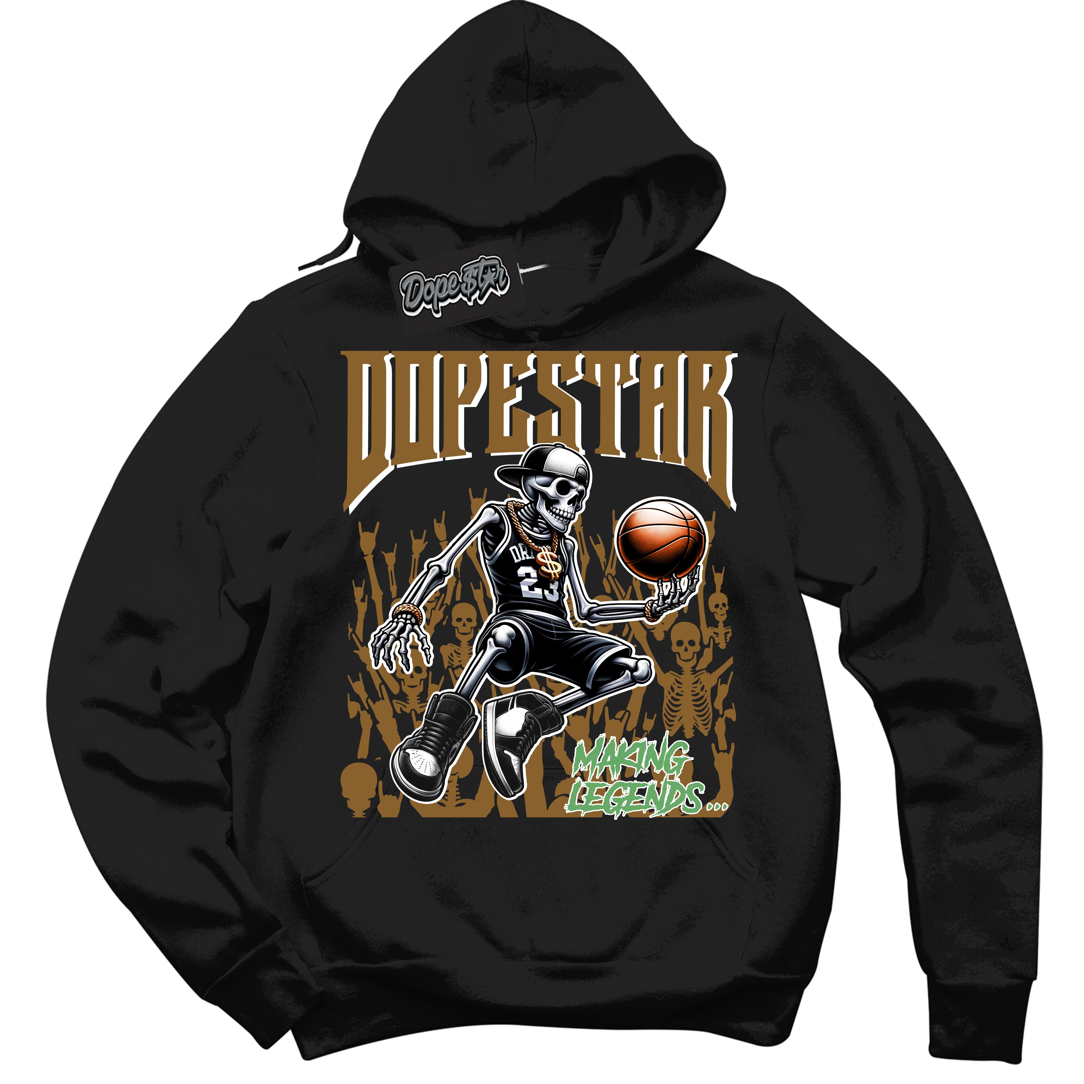 Cool Black Hoodie with “ Making Legends ” design that Perfectly Matches Wheat 13s Sneakers.