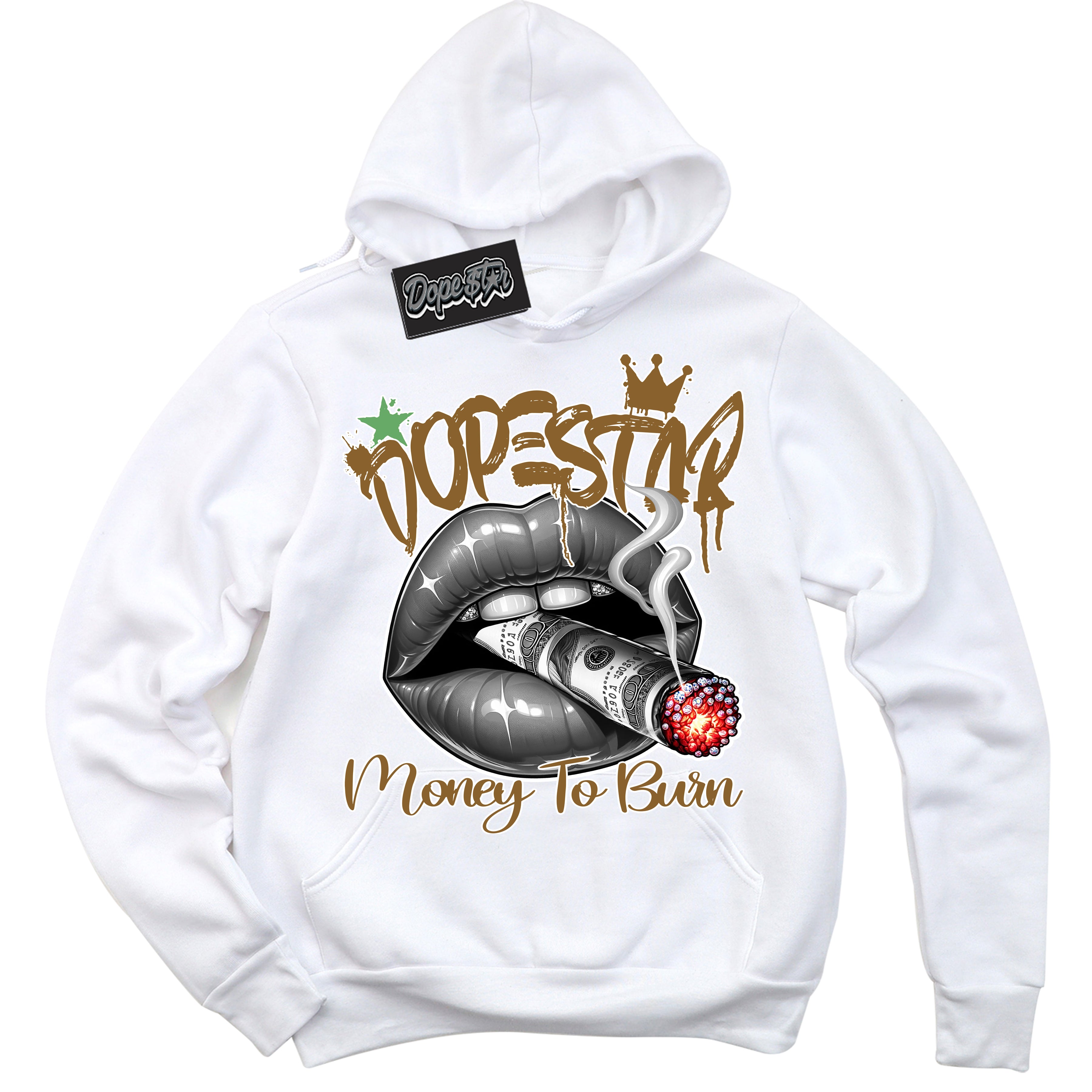 Cool White Hoodie with “ Money To Burn ” design that Perfectly Matches Wheat 13s Sneakers.