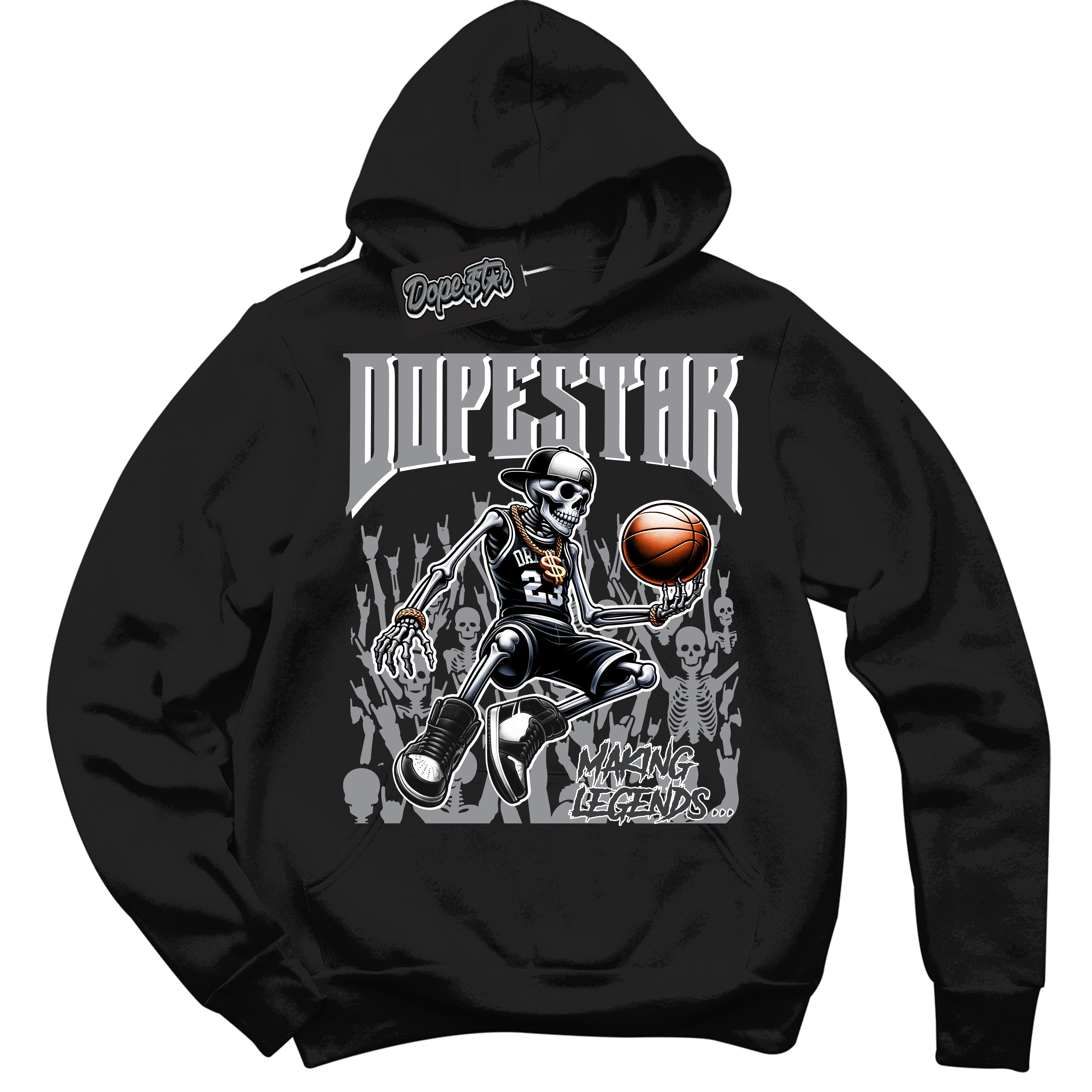Cool Black Hoodie with “ Making Legends ” design that Perfectly Matches Flint Grey 14s Sneakers.