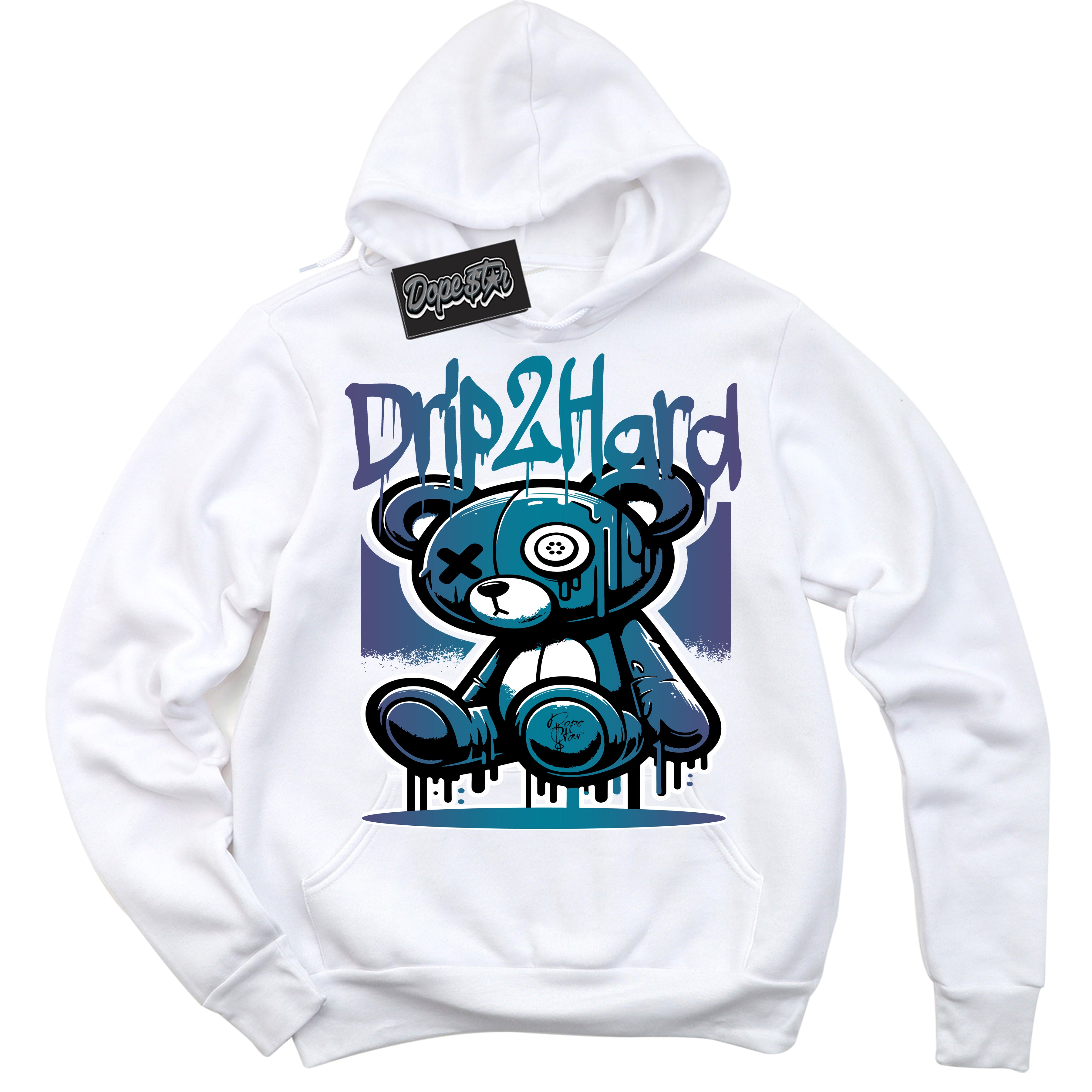 Cool White Hoodie with “ Drip 2 Hard ” design that Perfectly Matches Love Letter 14s Sneakers.