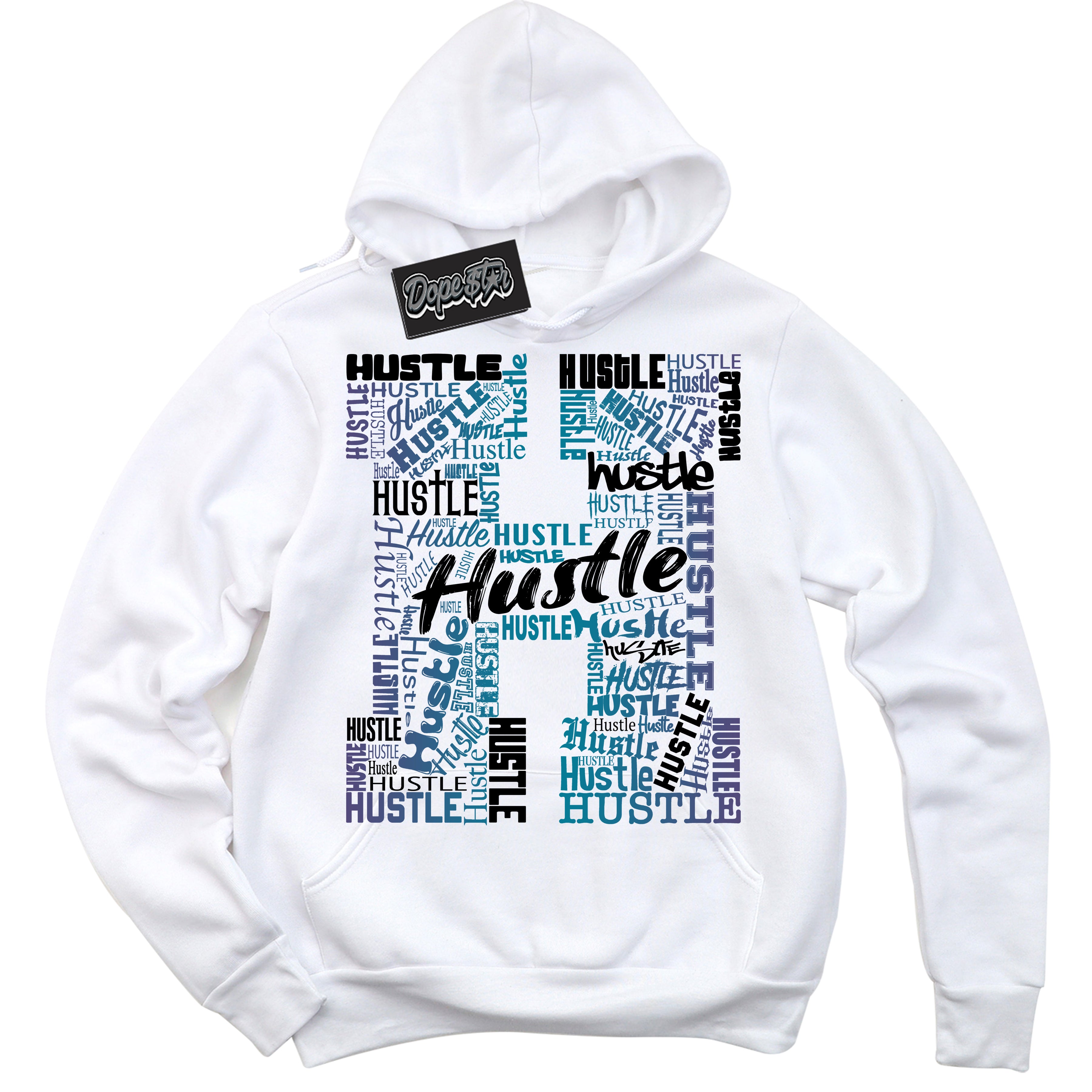 Cool White Hoodie with “ Hustle H ” design that Perfectly Matches Love Letter 14s Sneakers.
