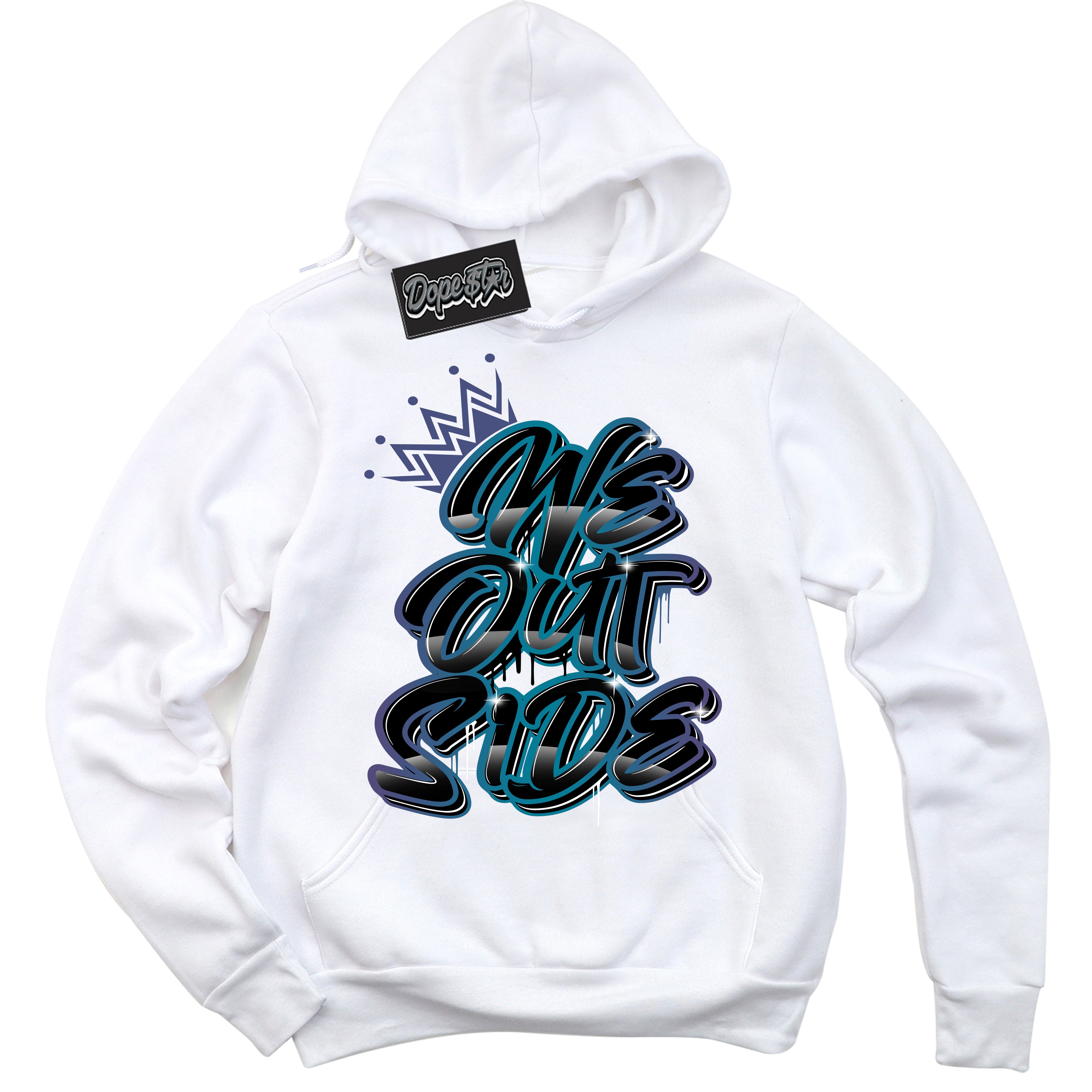 Cool White Hoodie with “ We Outside ” design that Perfectly Matches Love Letter 14s Sneakers.