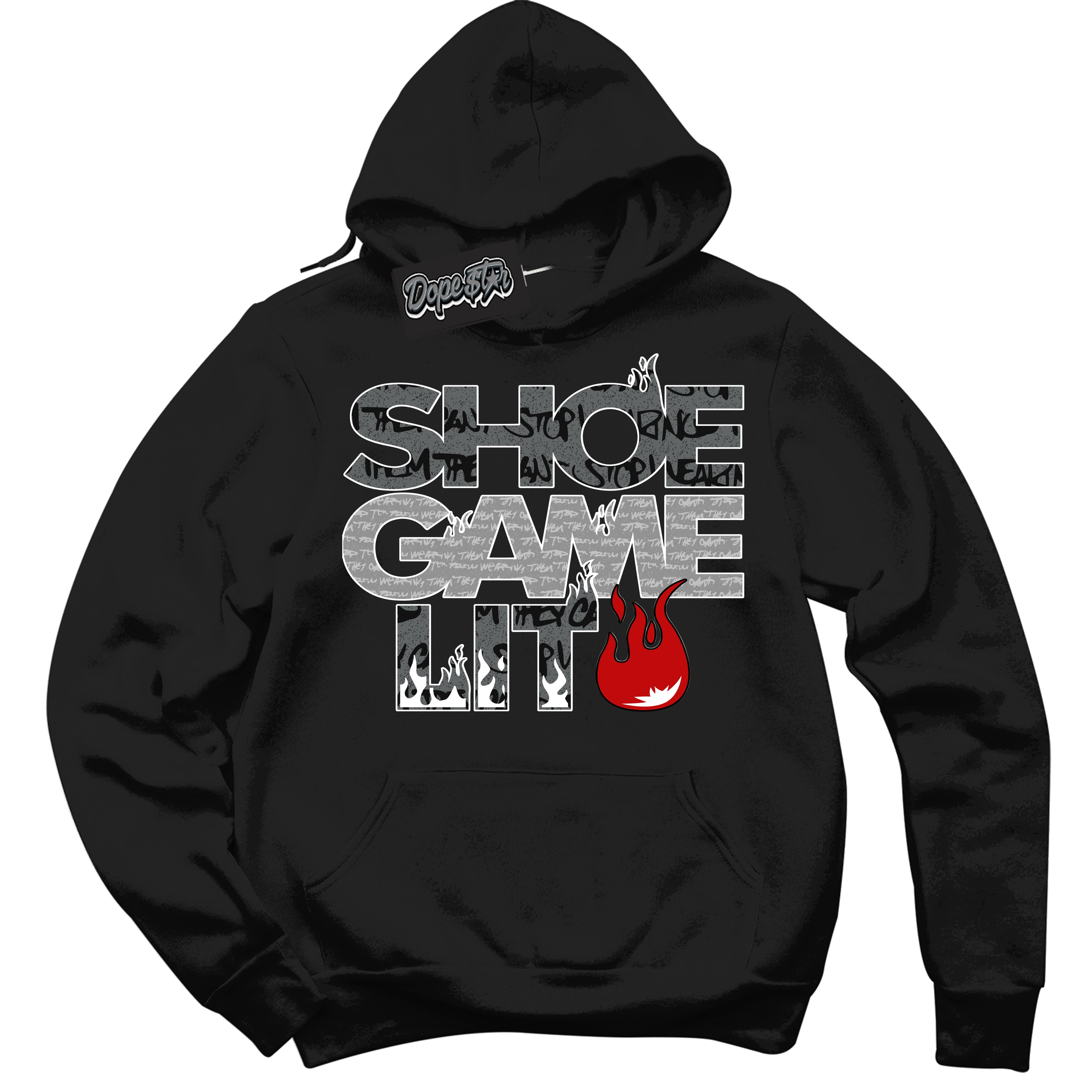 Cool Black Hoodie with “ Shoe Game Lit '' design that Perfectly Matches Rebellionaire 1s Sneakers.